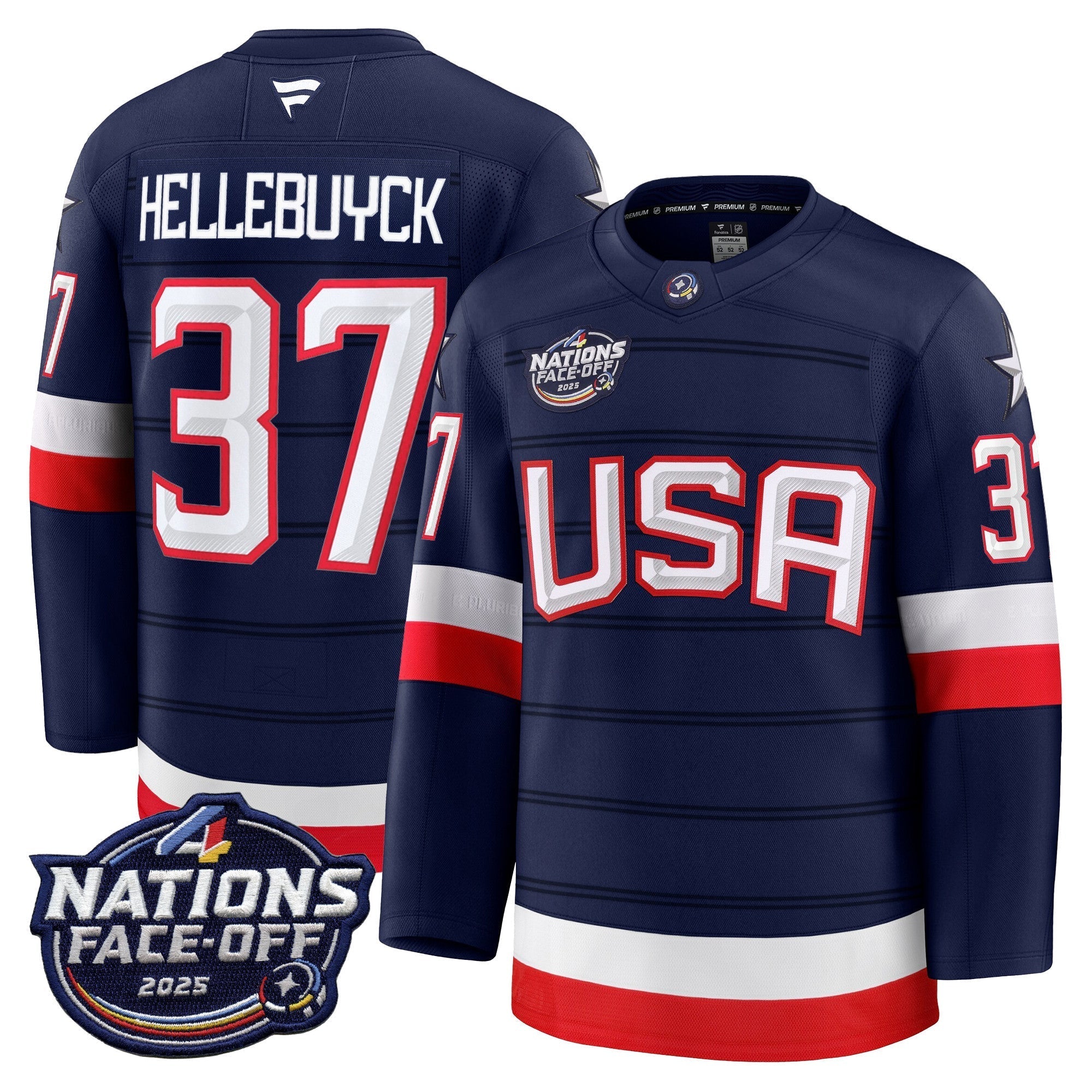 Men USA 4 Nations Face-Off 2025 Premium Player Jersey - All Stitched