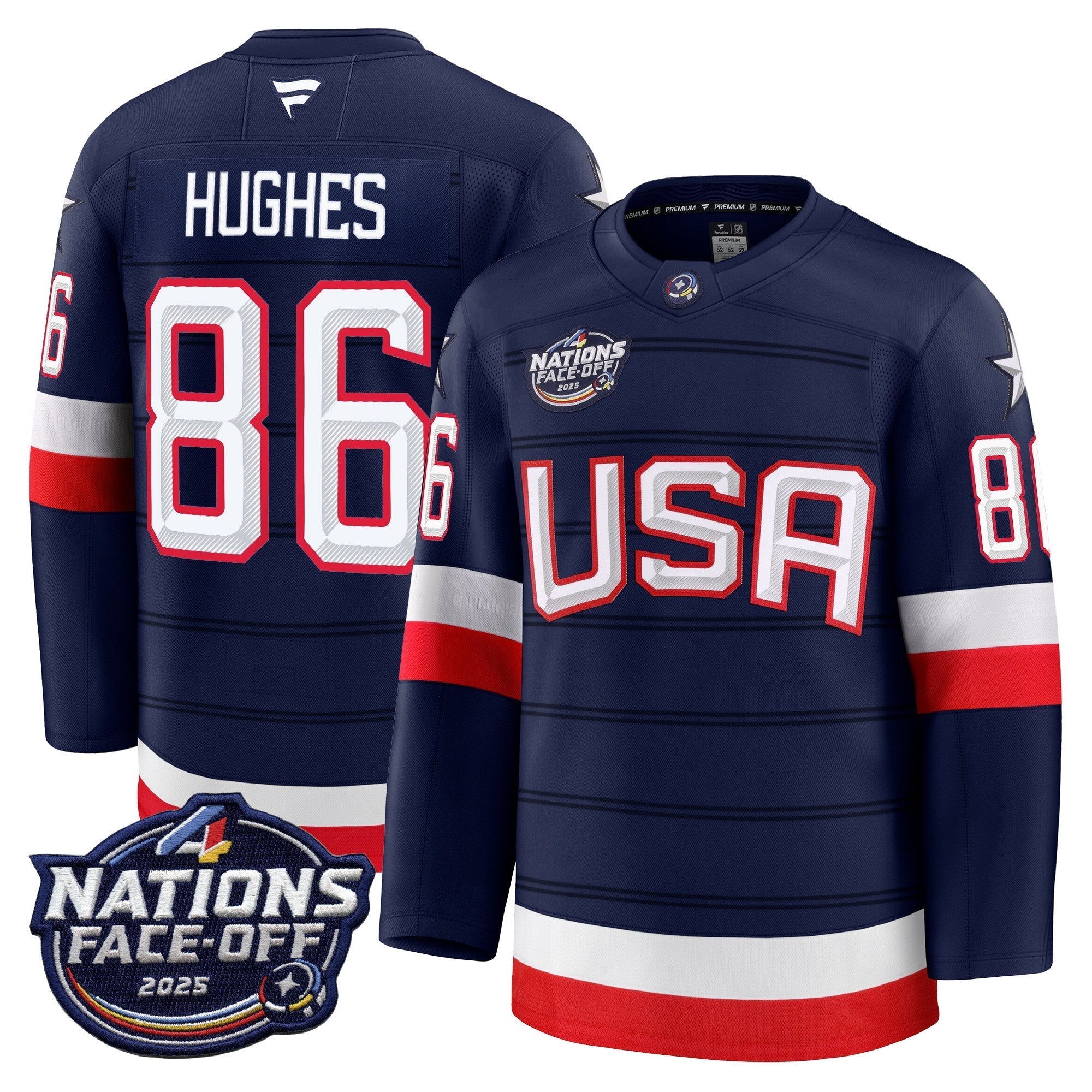Men USA 4 Nations Face-Off 2025 Premium Player Jersey - All Stitched