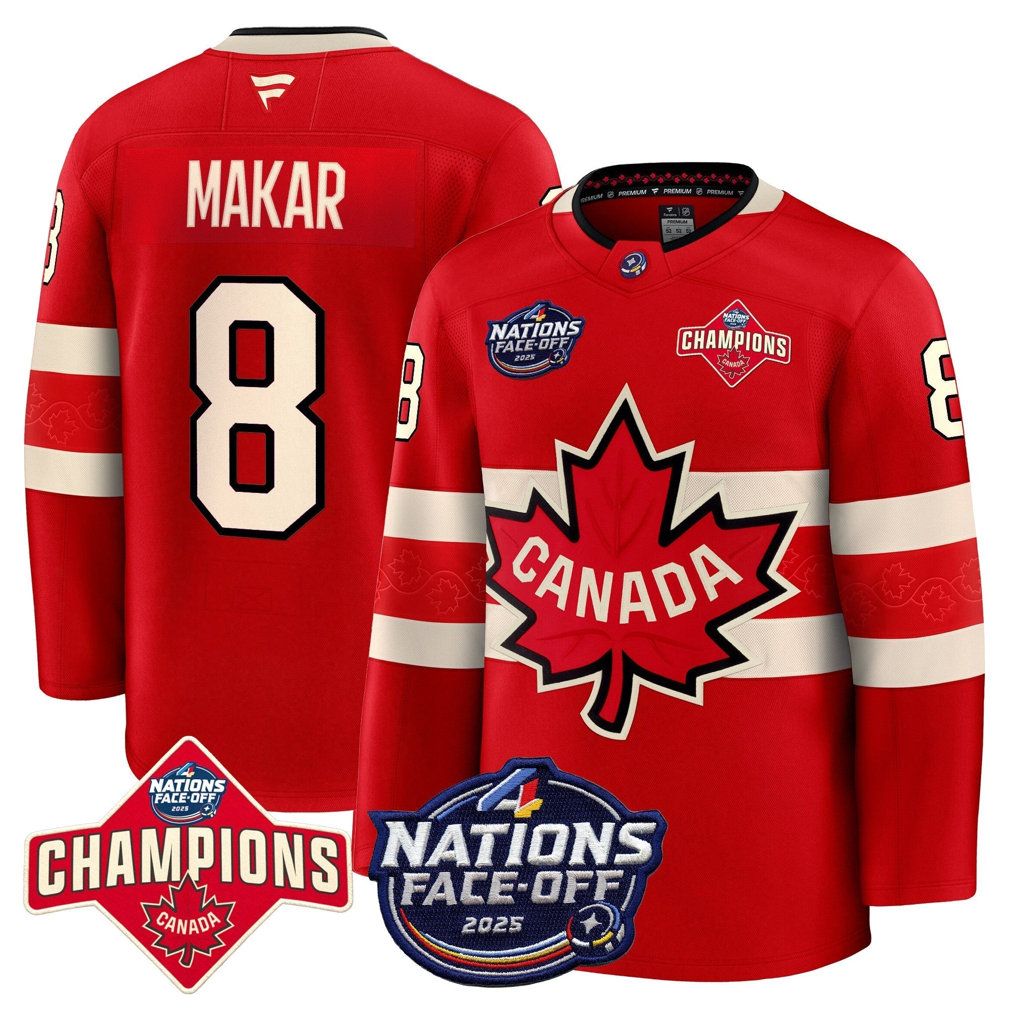 Men Canada 4 Nations Face-Off 2025 Champions Premium Jersey - All Stitched