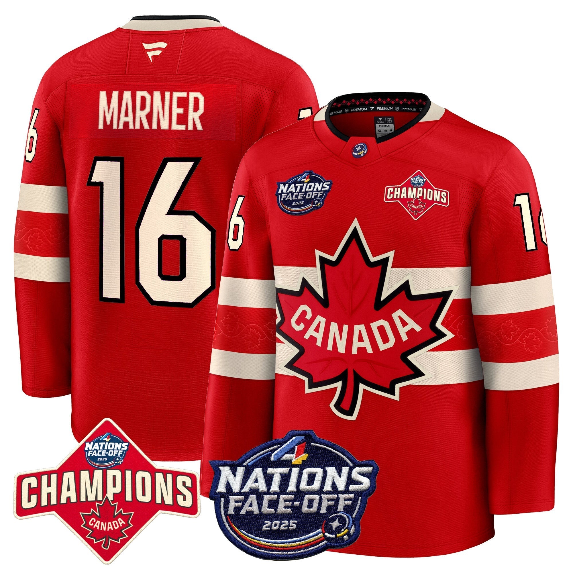 Men Canada 4 Nations Face-Off 2025 Champions Premium Jersey - All Stitched