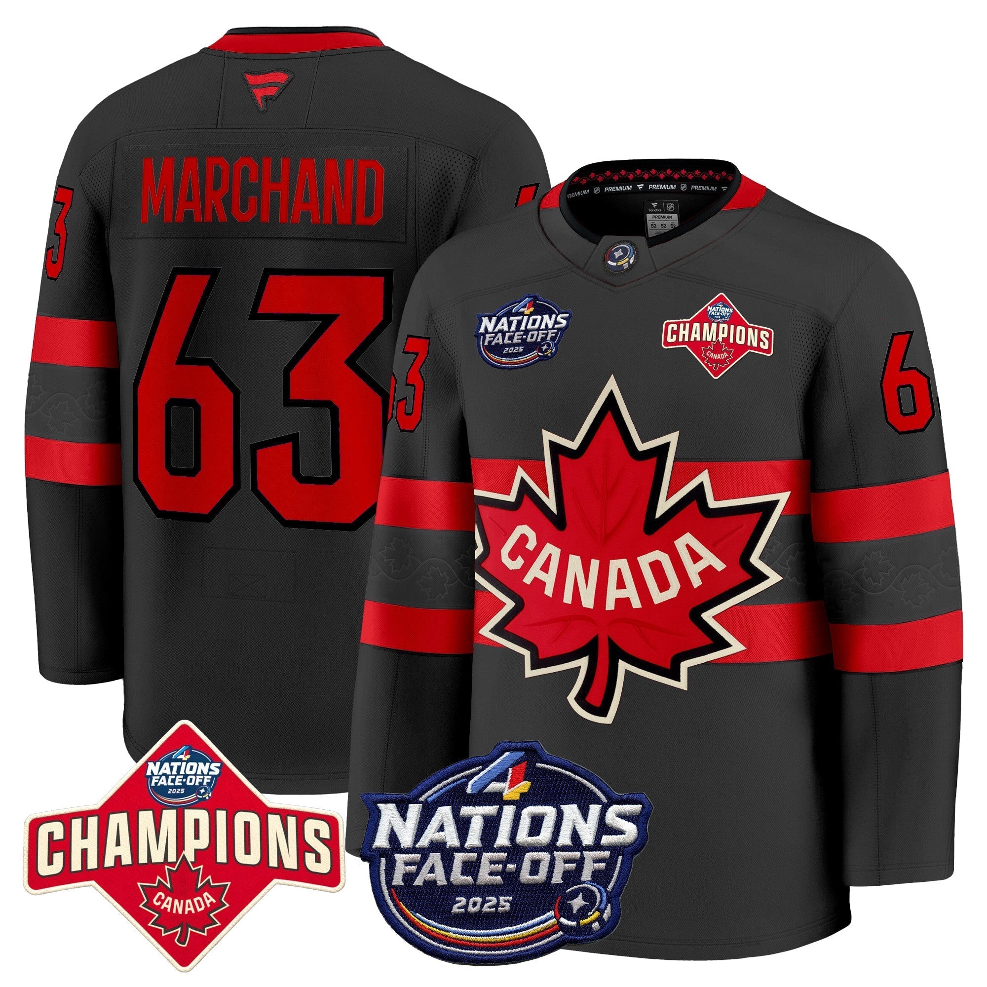 Men Canada 4 Nations Face-Off 2025 Champions Premium Jersey - All Stitched