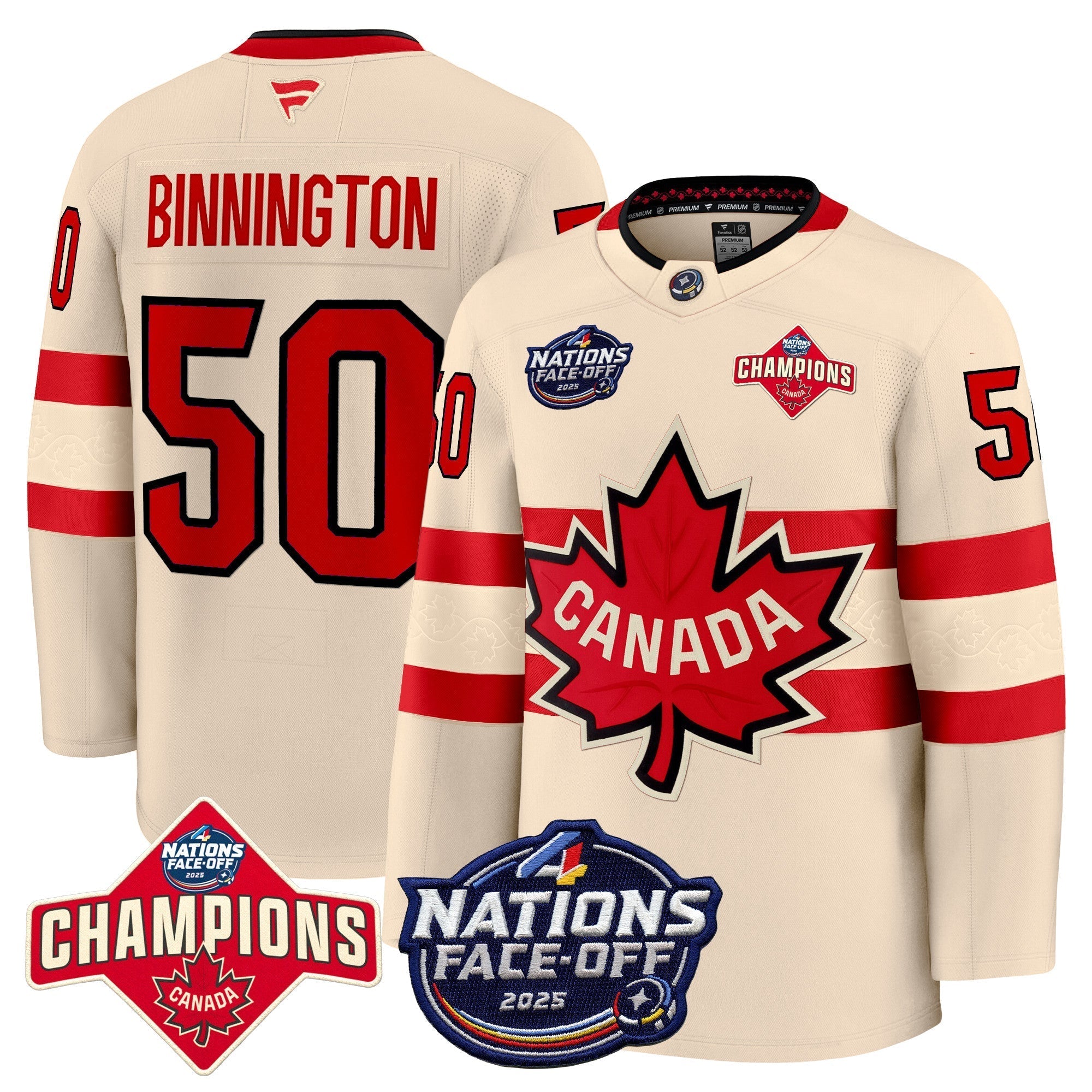 Men Canada 4 Nations Face-Off 2025 Champions Premium Jersey - All Stitched