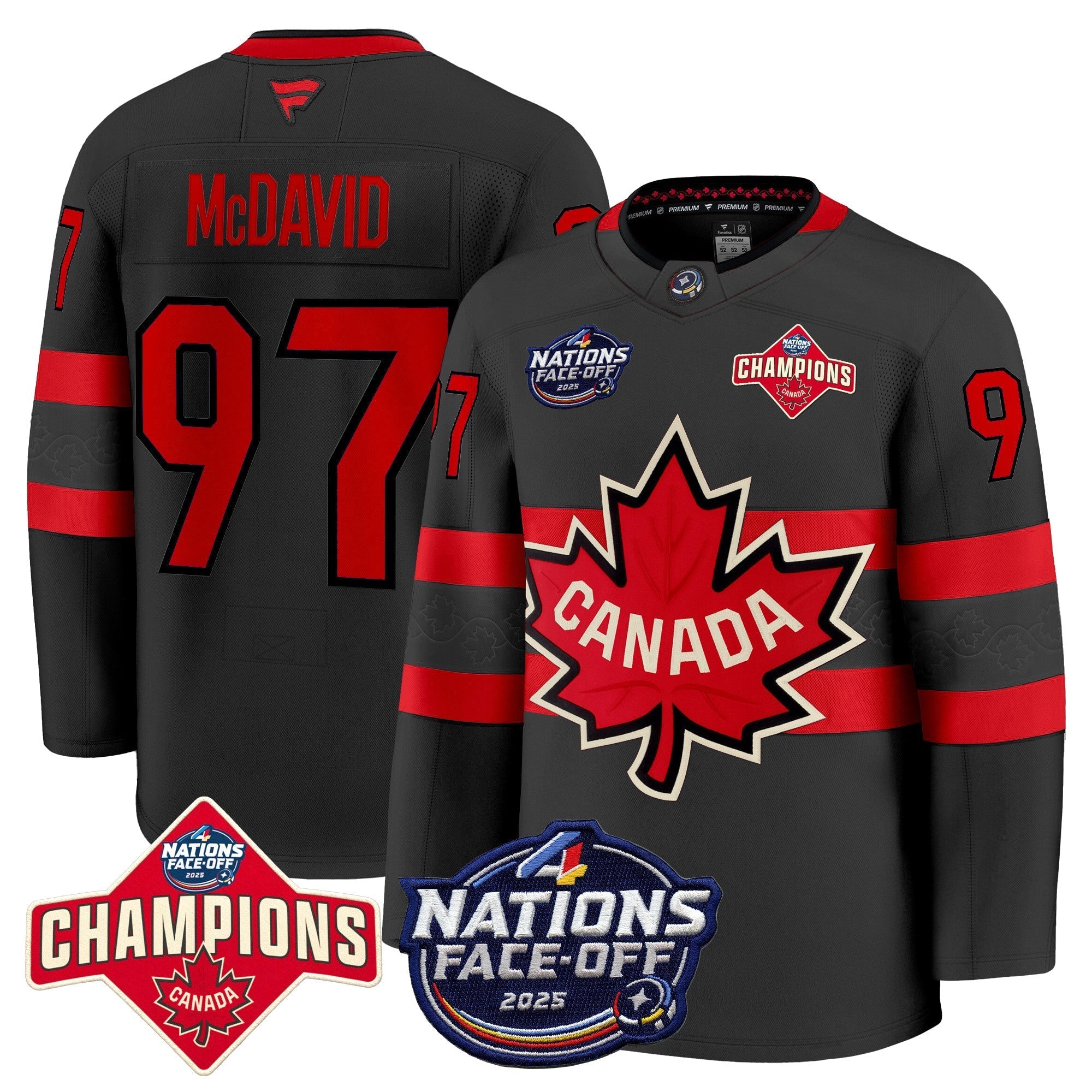Men Canada 4 Nations Face-Off 2025 Champions Premium Jersey - All Stitched