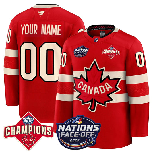Canada 4 Nations Face-Off 2025 Champions Premium Custom Jersey - All Stitched