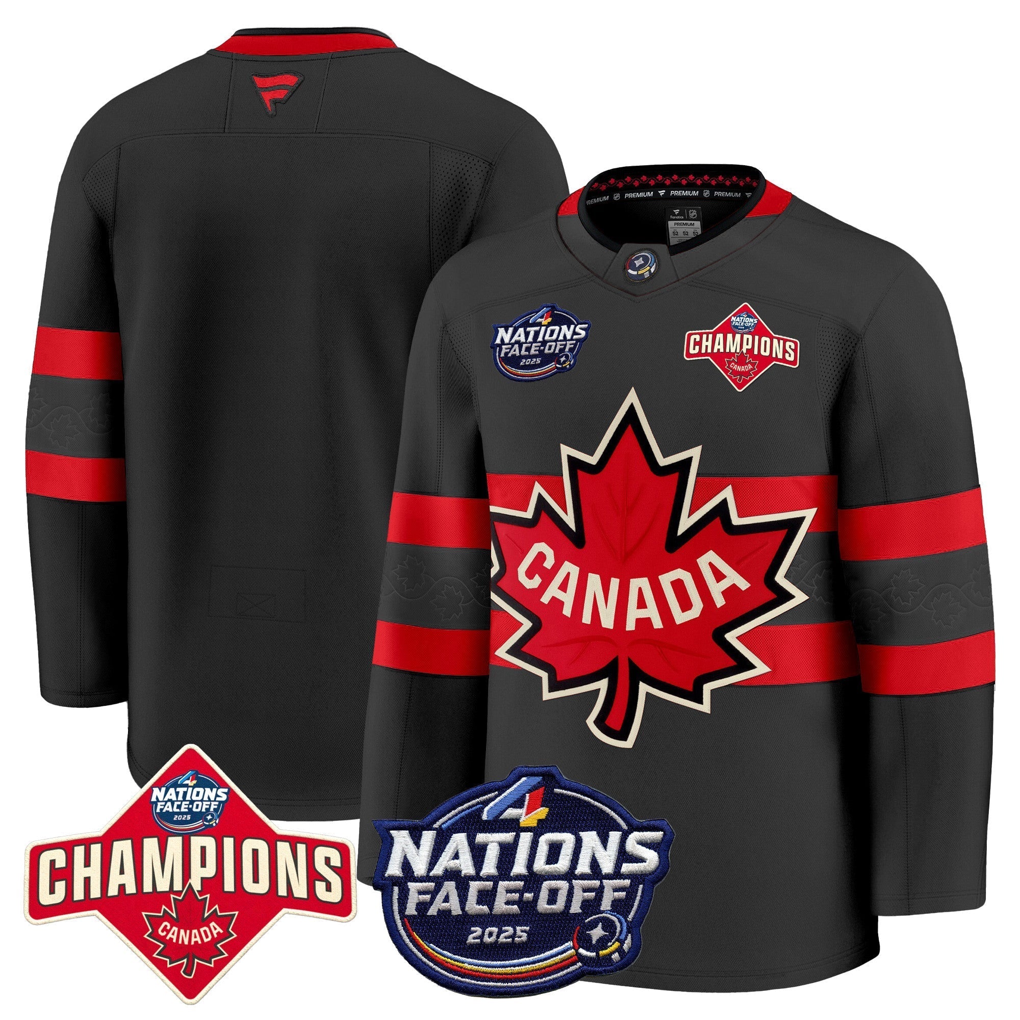 Men Canada 4 Nations Face-Off 2025 Champions Premium Jersey - All Stitched