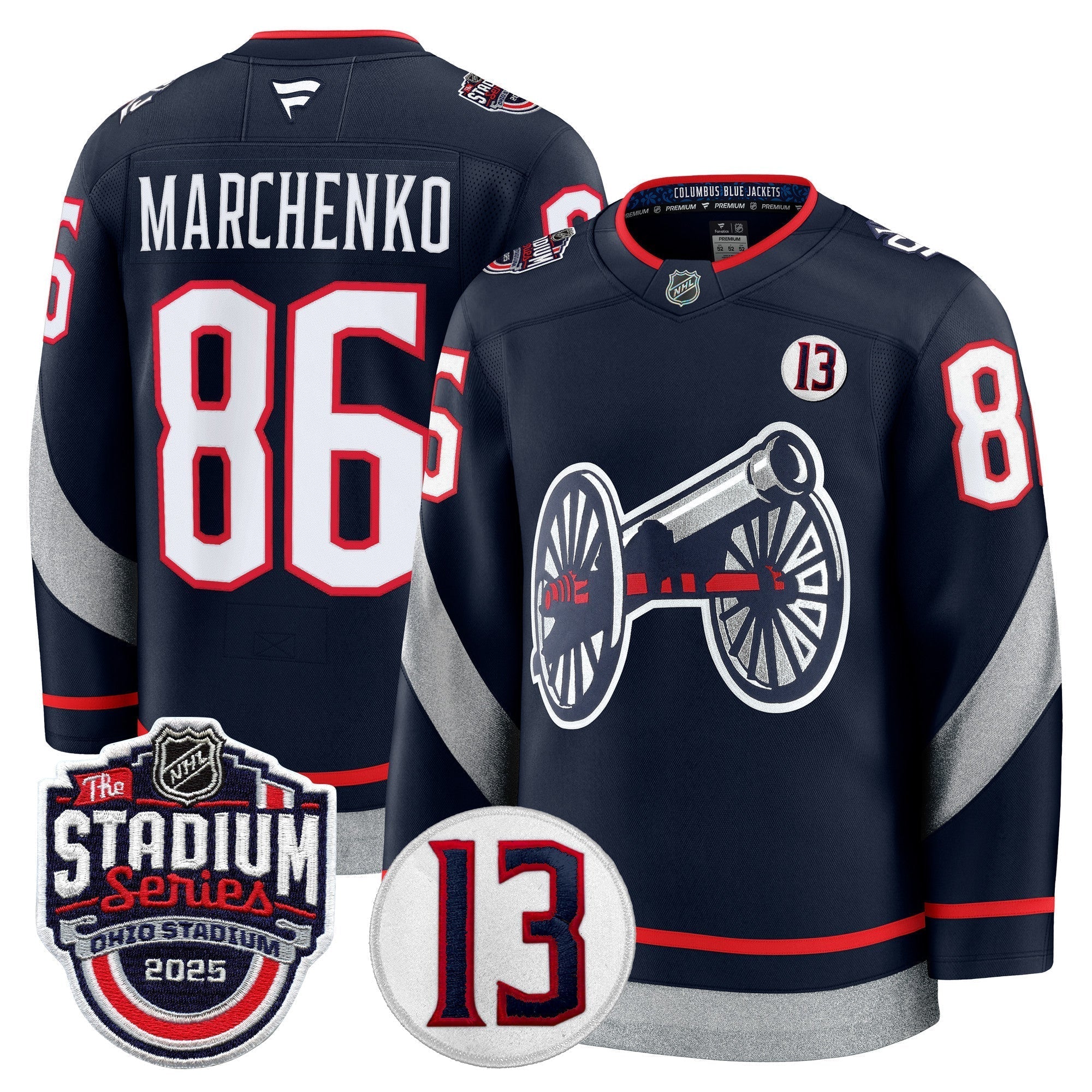 Men's Columbus Blue Jackets 2025 Stadium Series & #13 Johnny Gaudreau Patch Premium Jersey - All Stitched