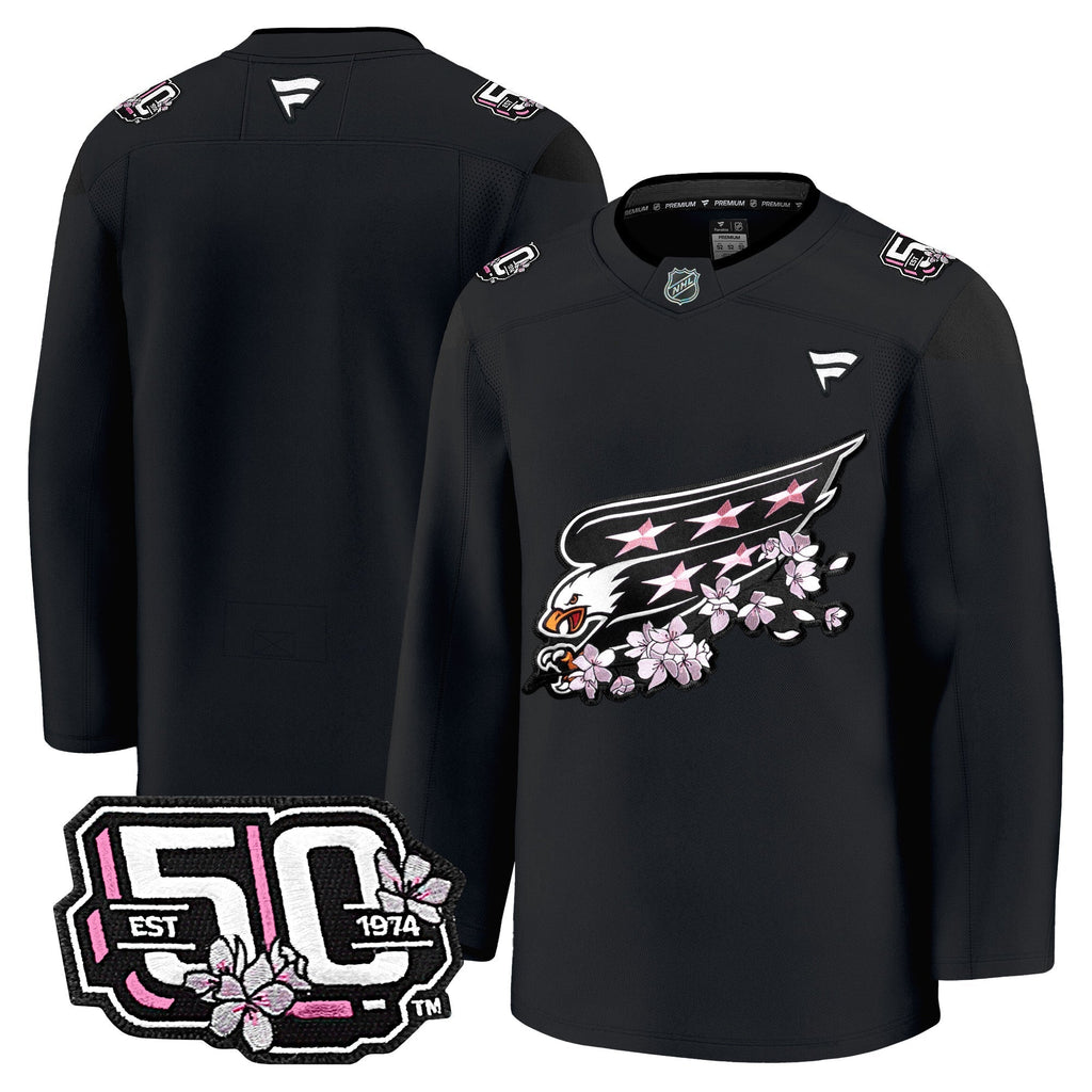 Men Washington Capitals 50th Anniversary Cherry Blossom Premium Jersey - All Stitched