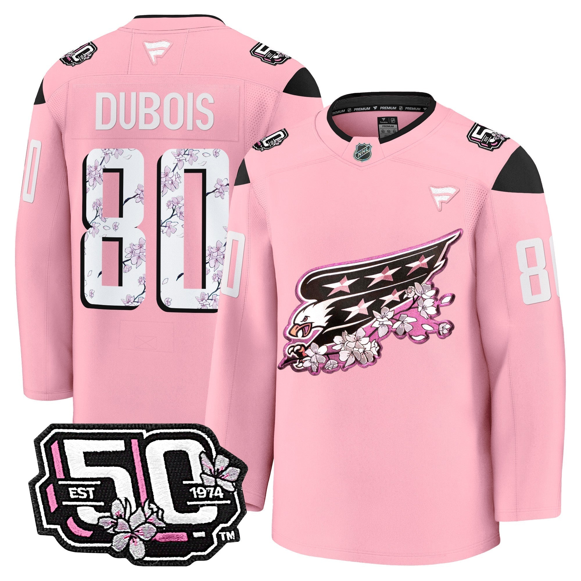 Men Washington Capitals 50th Anniversary Cherry Blossom Premium Jersey - All Stitched