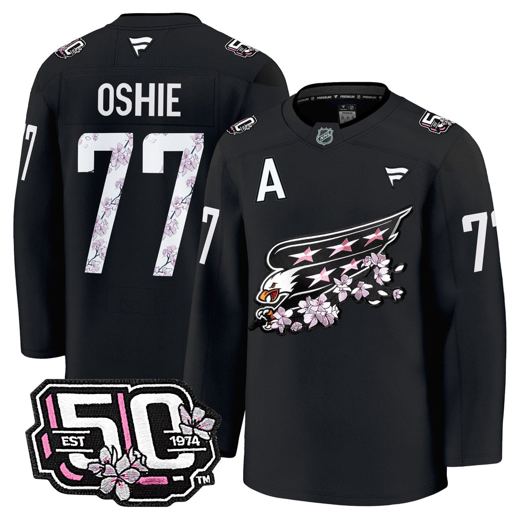 Men Washington Capitals 50th Anniversary Cherry Blossom Premium Jersey - All Stitched