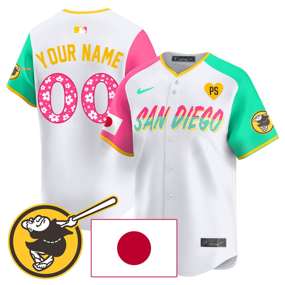 Custom San Diego Padres Japanese Heritage Jersey - All Stitched