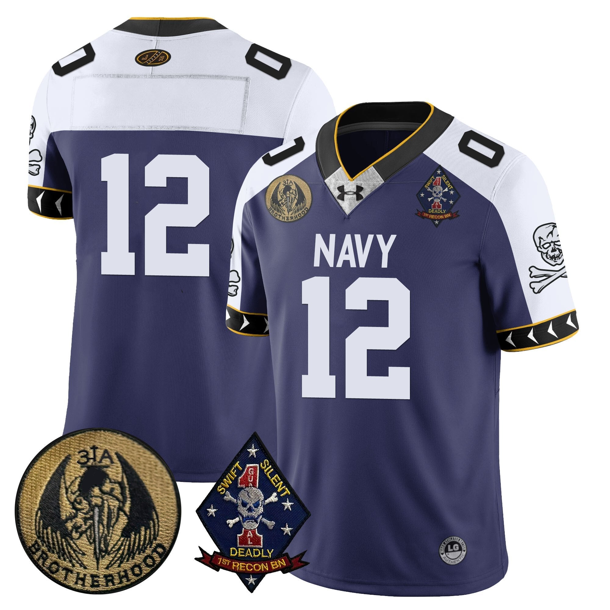 Men Navy Midshipmen Lacrosse Jolly Rogers Vapor Limited Jersey - All Stitched