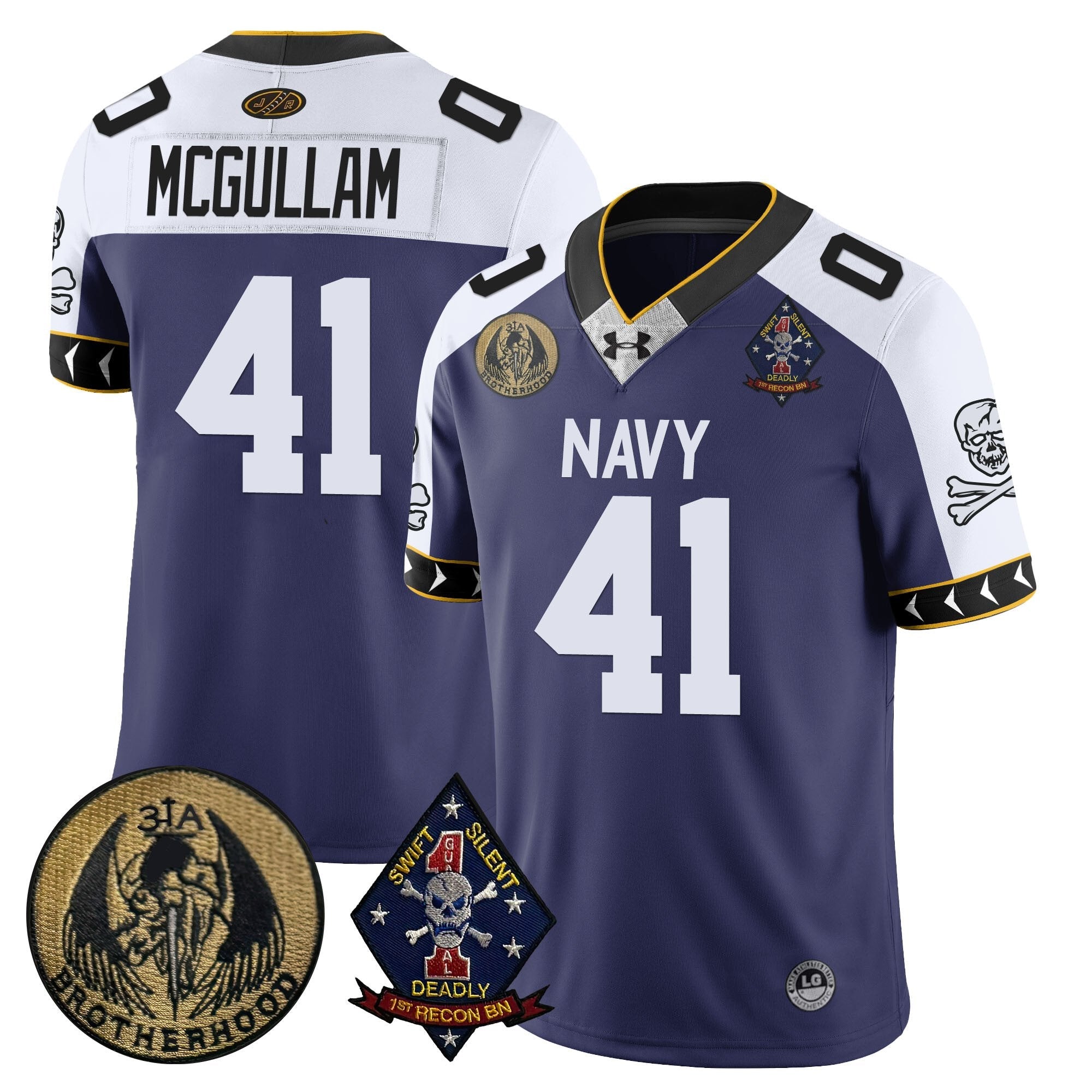 Men Navy Midshipmen Lacrosse Jolly Rogers Vapor Limited Jersey - All Stitched