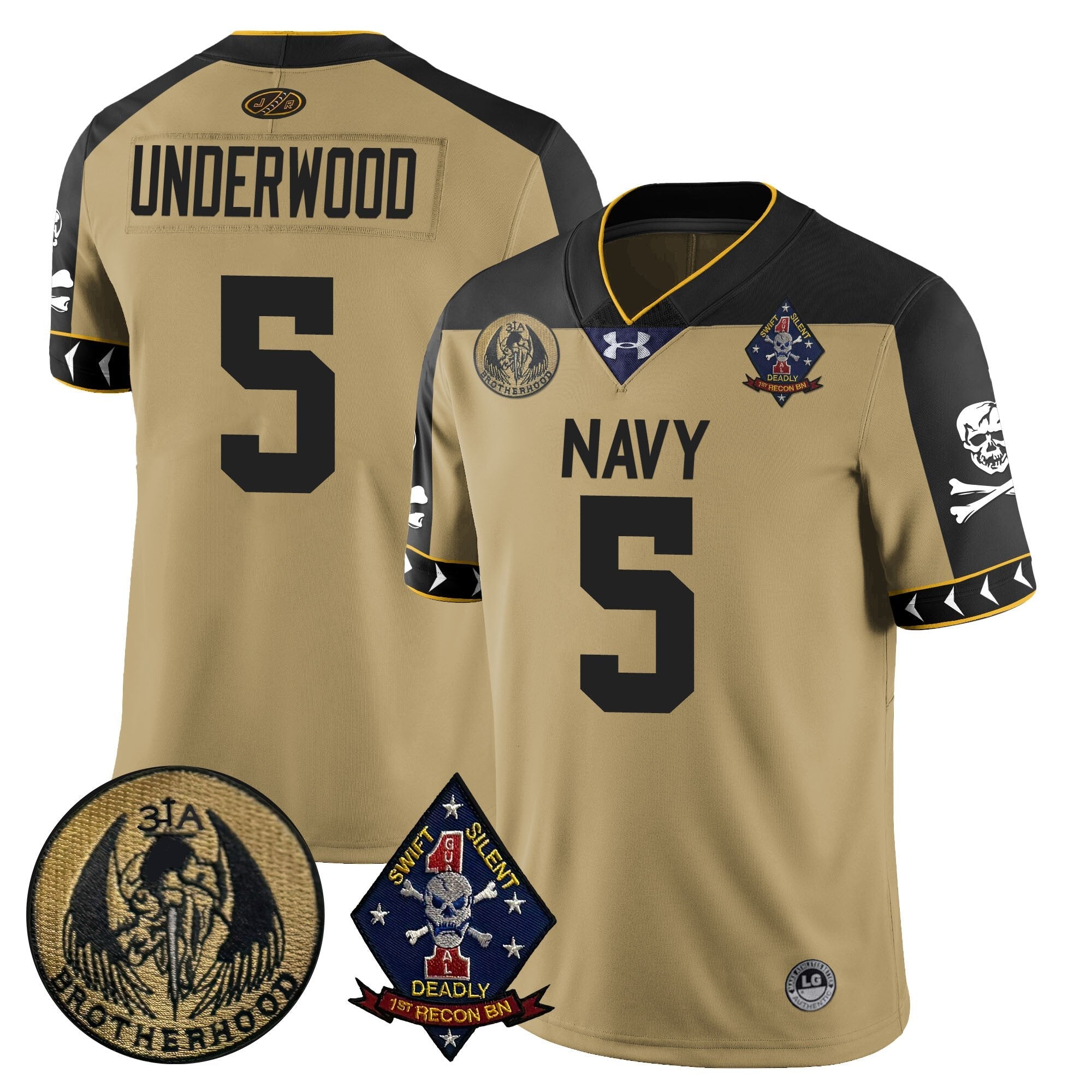 Men Navy Midshipmen Lacrosse Jolly Rogers Vapor Limited Jersey - All Stitched
