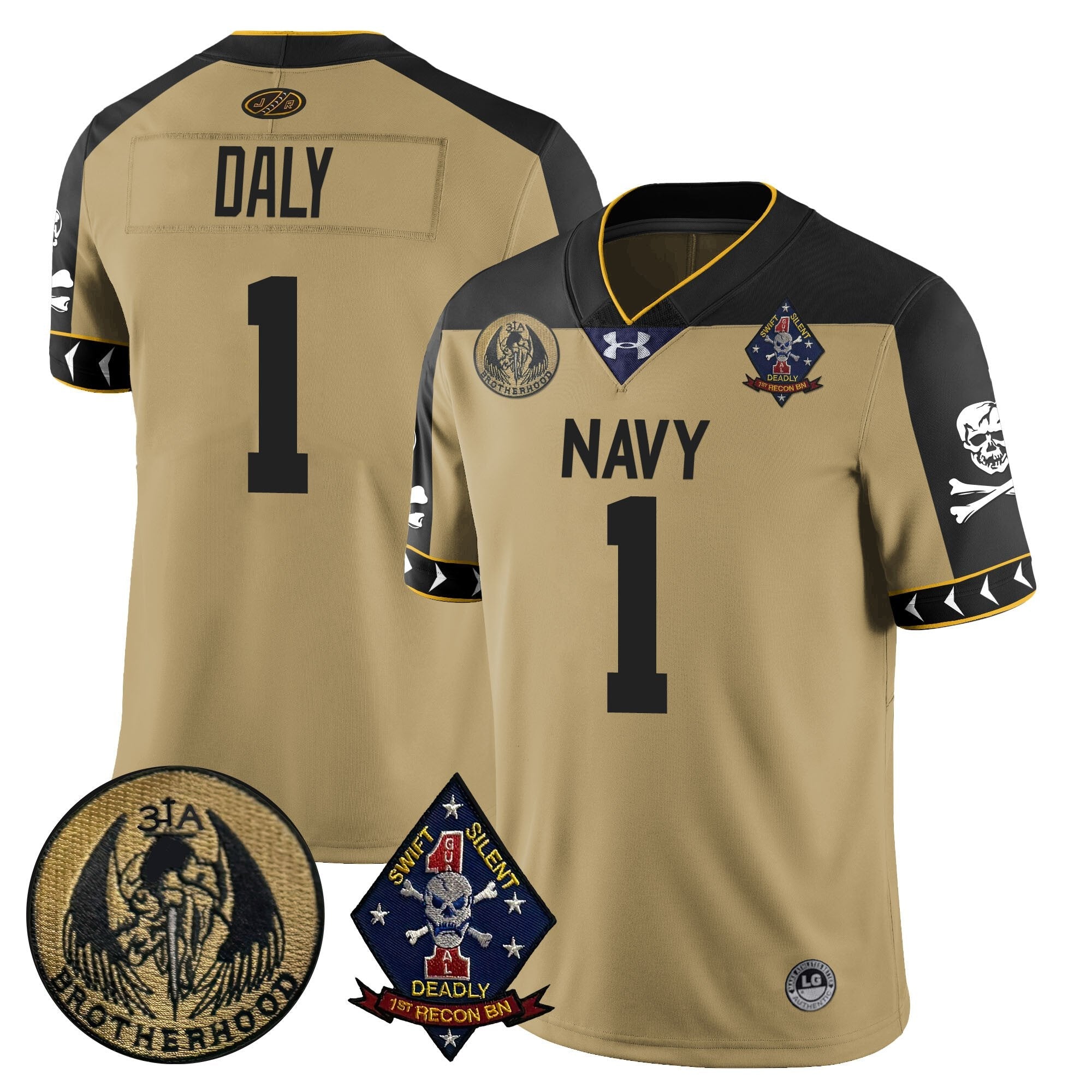 Men Navy Midshipmen Lacrosse Jolly Rogers Vapor Limited Jersey - All Stitched
