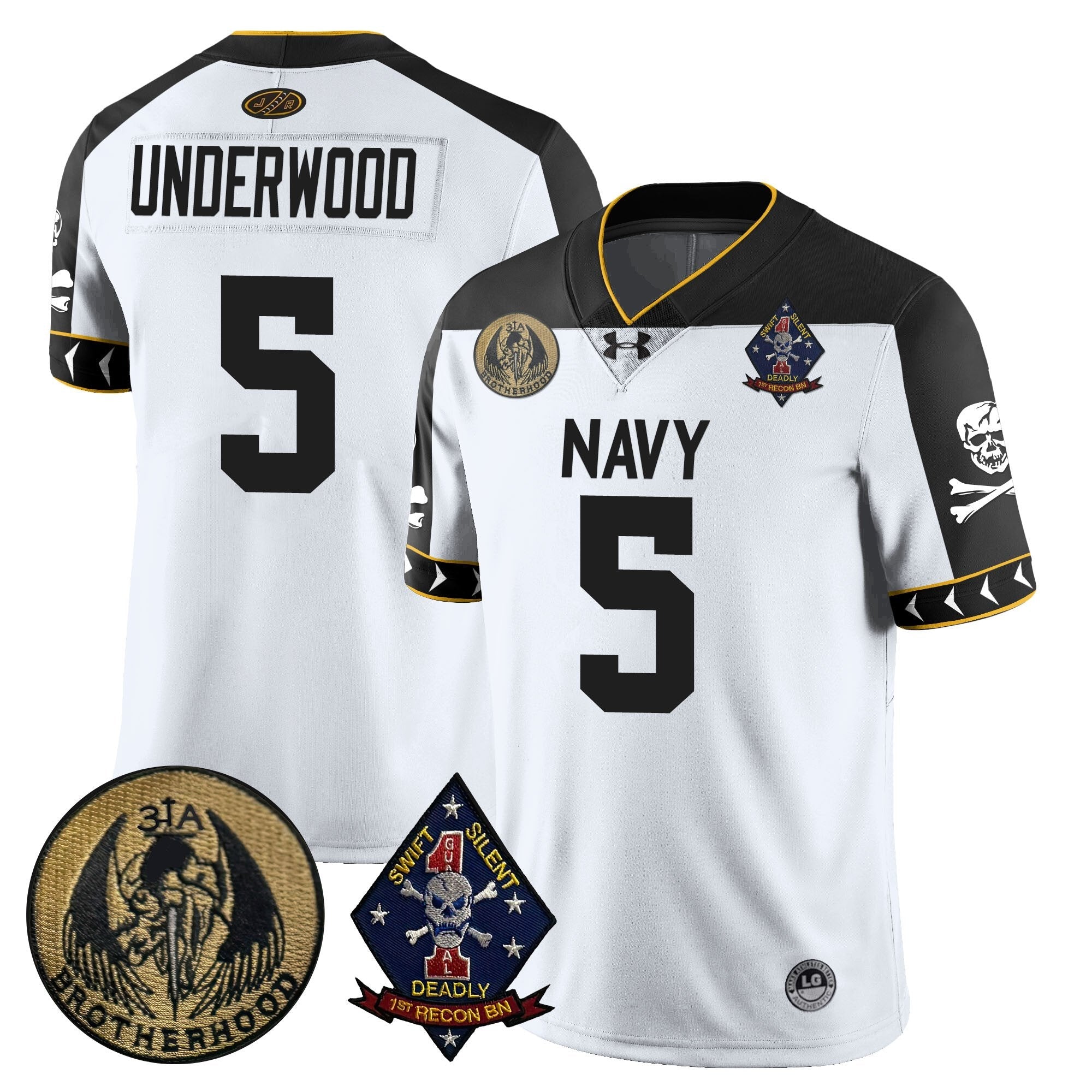 Men Navy Midshipmen Lacrosse Jolly Rogers Vapor Limited Jersey - All Stitched
