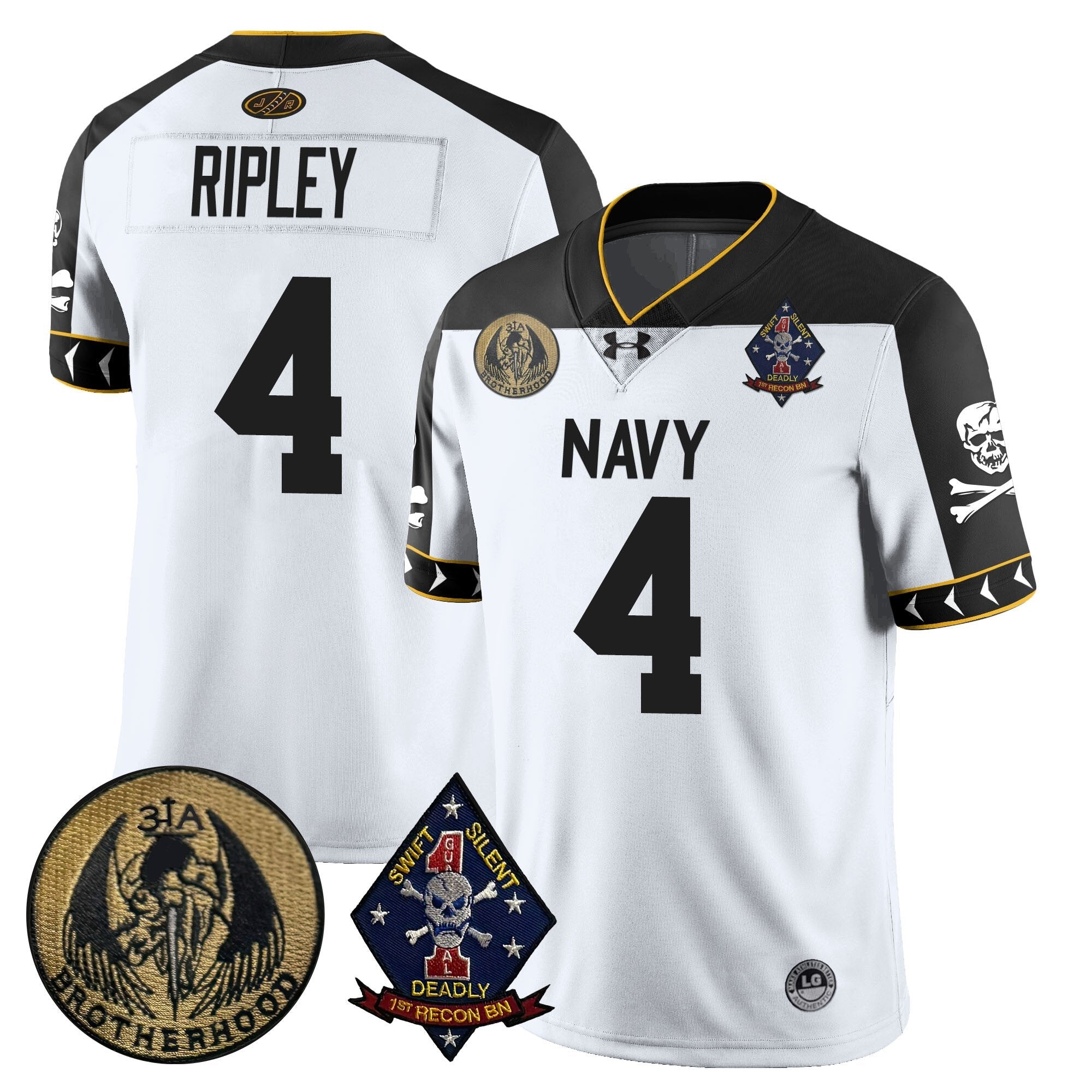 Men Navy Midshipmen Lacrosse Jolly Rogers Vapor Limited Jersey - All Stitched