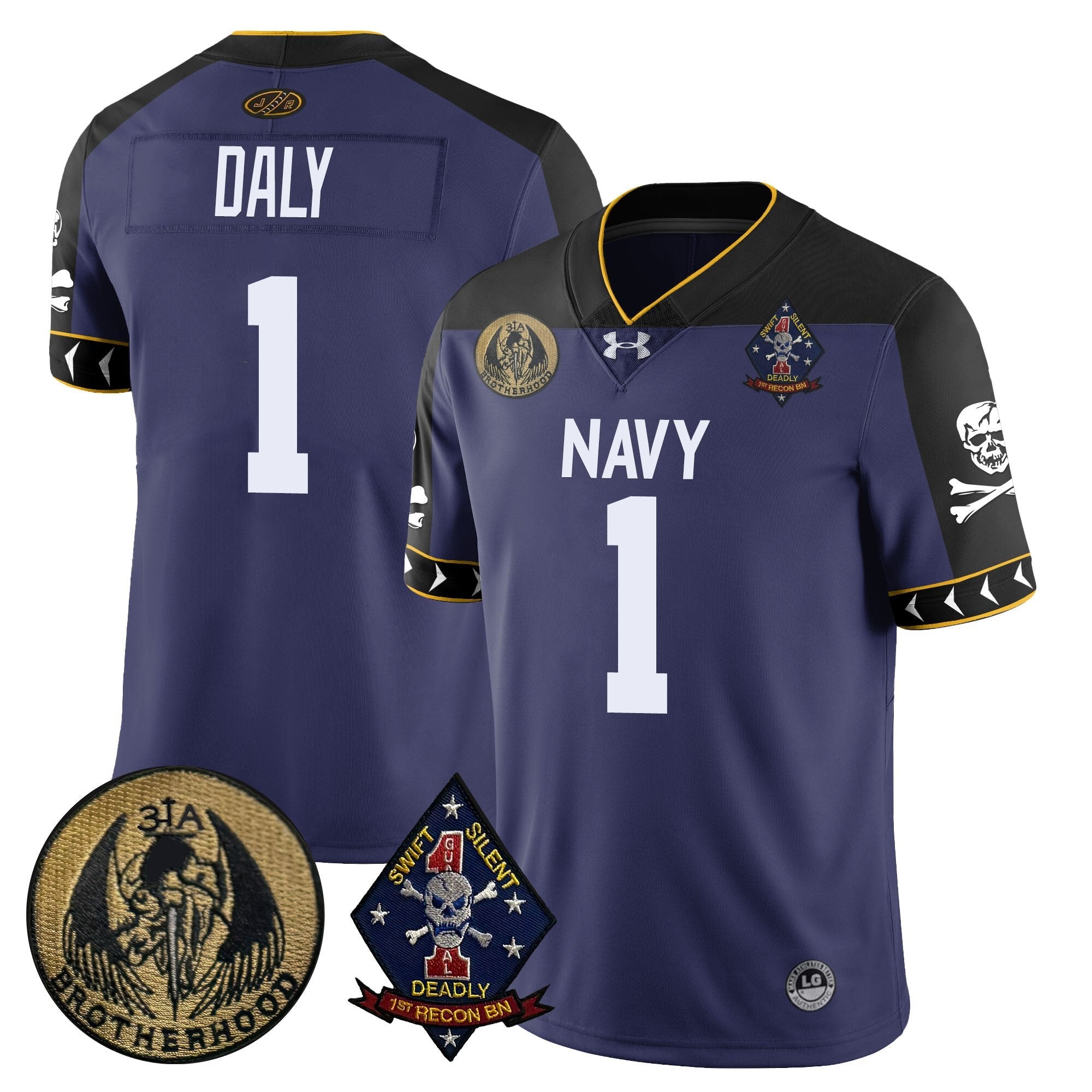 Men Navy Midshipmen Lacrosse Jolly Rogers Vapor Limited Jersey - All Stitched