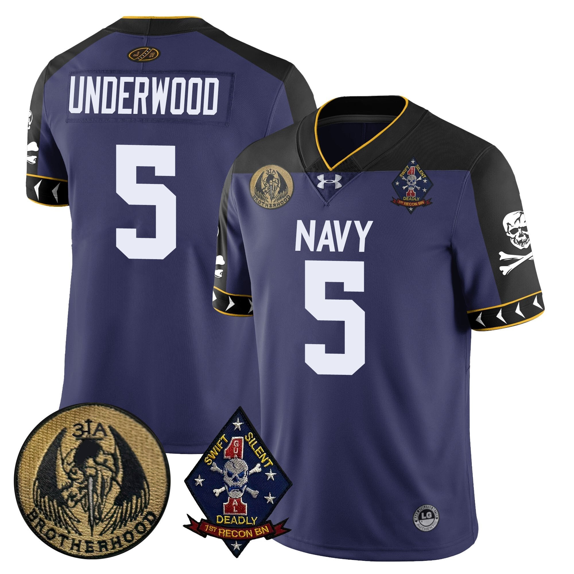 Men Navy Midshipmen Lacrosse Jolly Rogers Vapor Limited Jersey - All Stitched