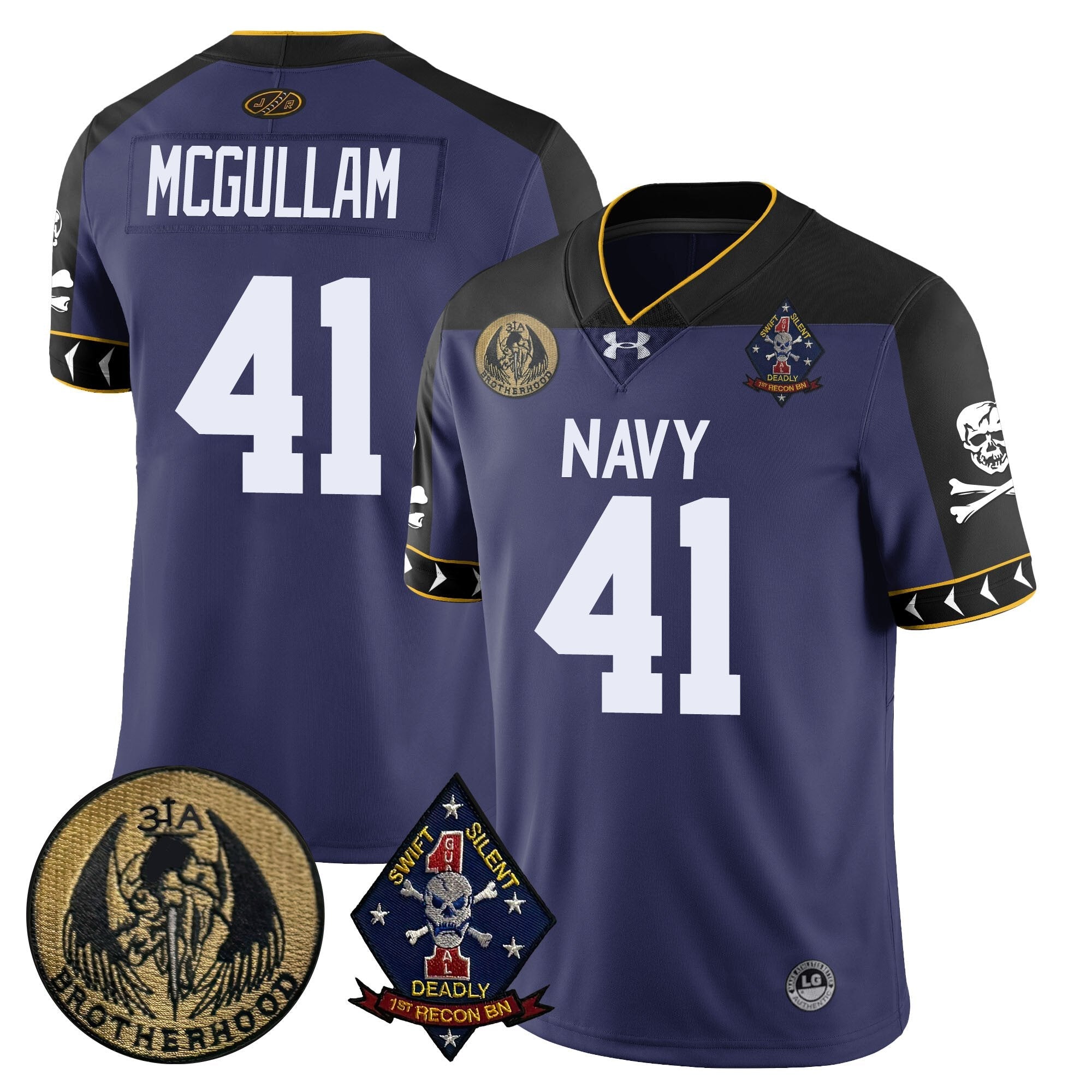 Men Navy Midshipmen Lacrosse Jolly Rogers Vapor Limited Jersey - All Stitched