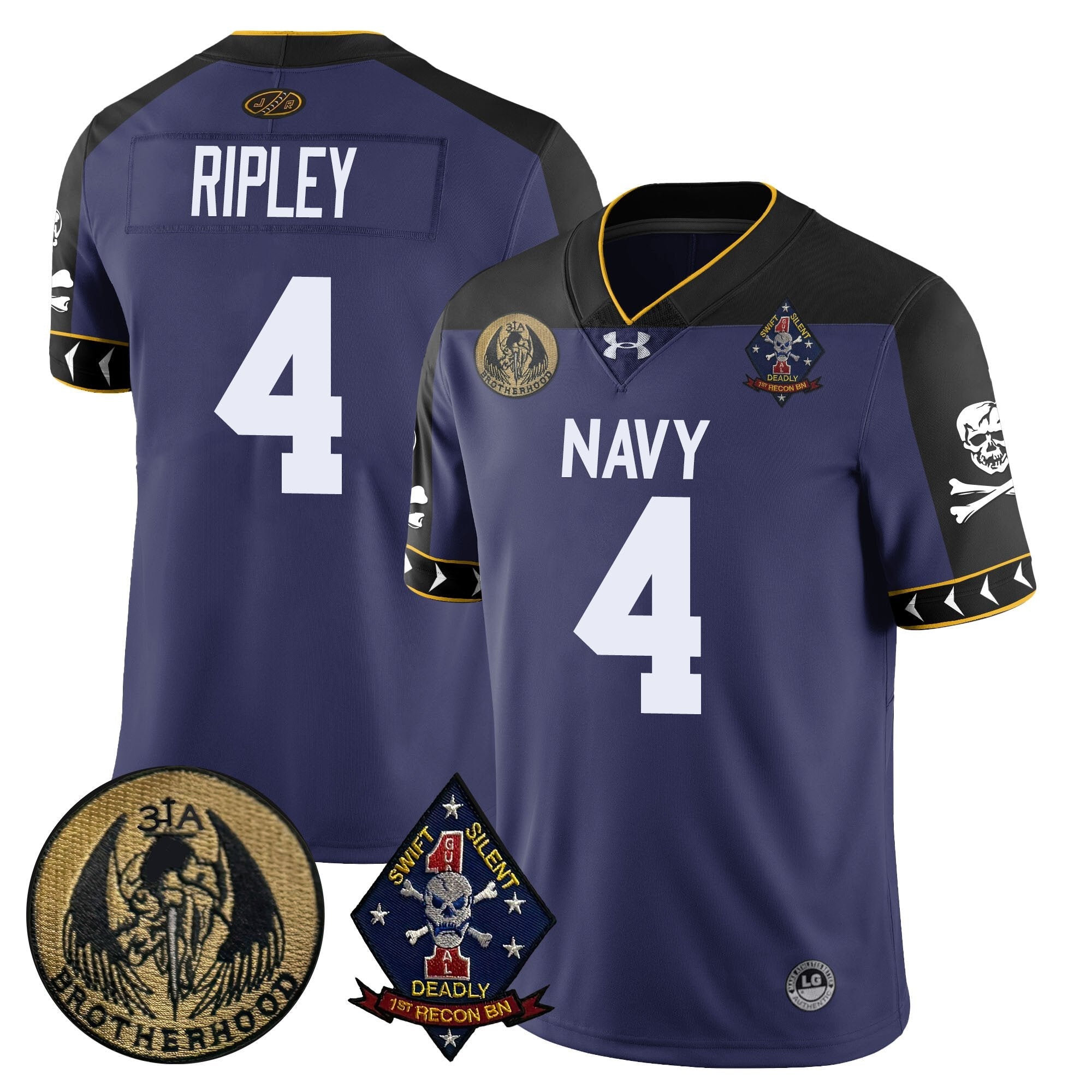 Men Navy Midshipmen Lacrosse Jolly Rogers Vapor Limited Jersey - All Stitched