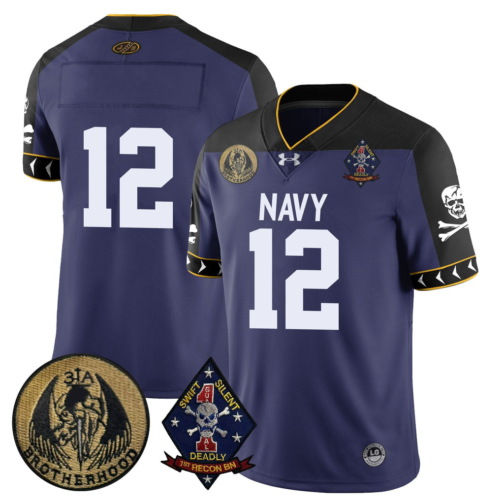 Men Navy Midshipmen Lacrosse Jolly Rogers Vapor Limited Jersey - All Stitched