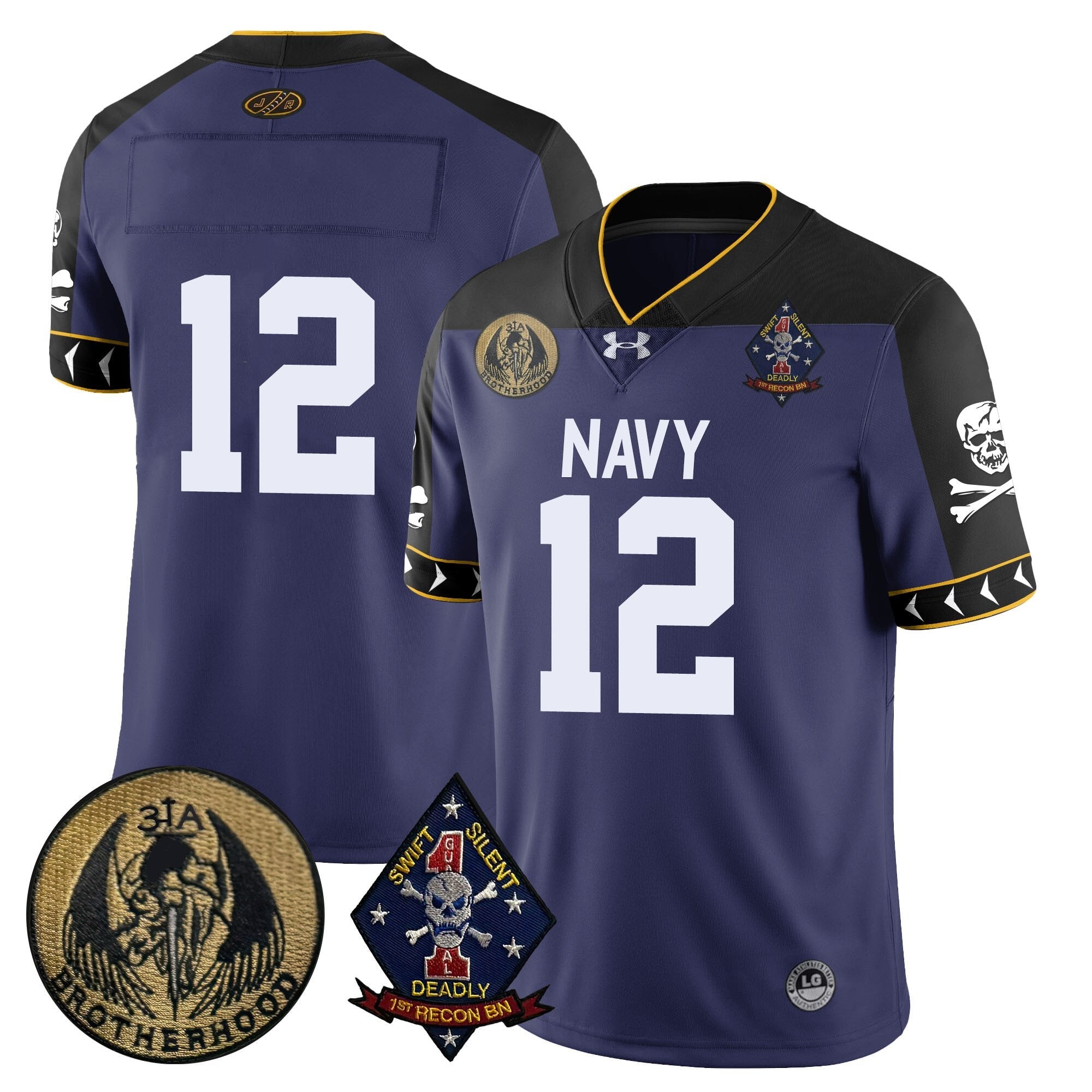 Men Navy Midshipmen Lacrosse Jolly Rogers Vapor Limited Jersey - All Stitched