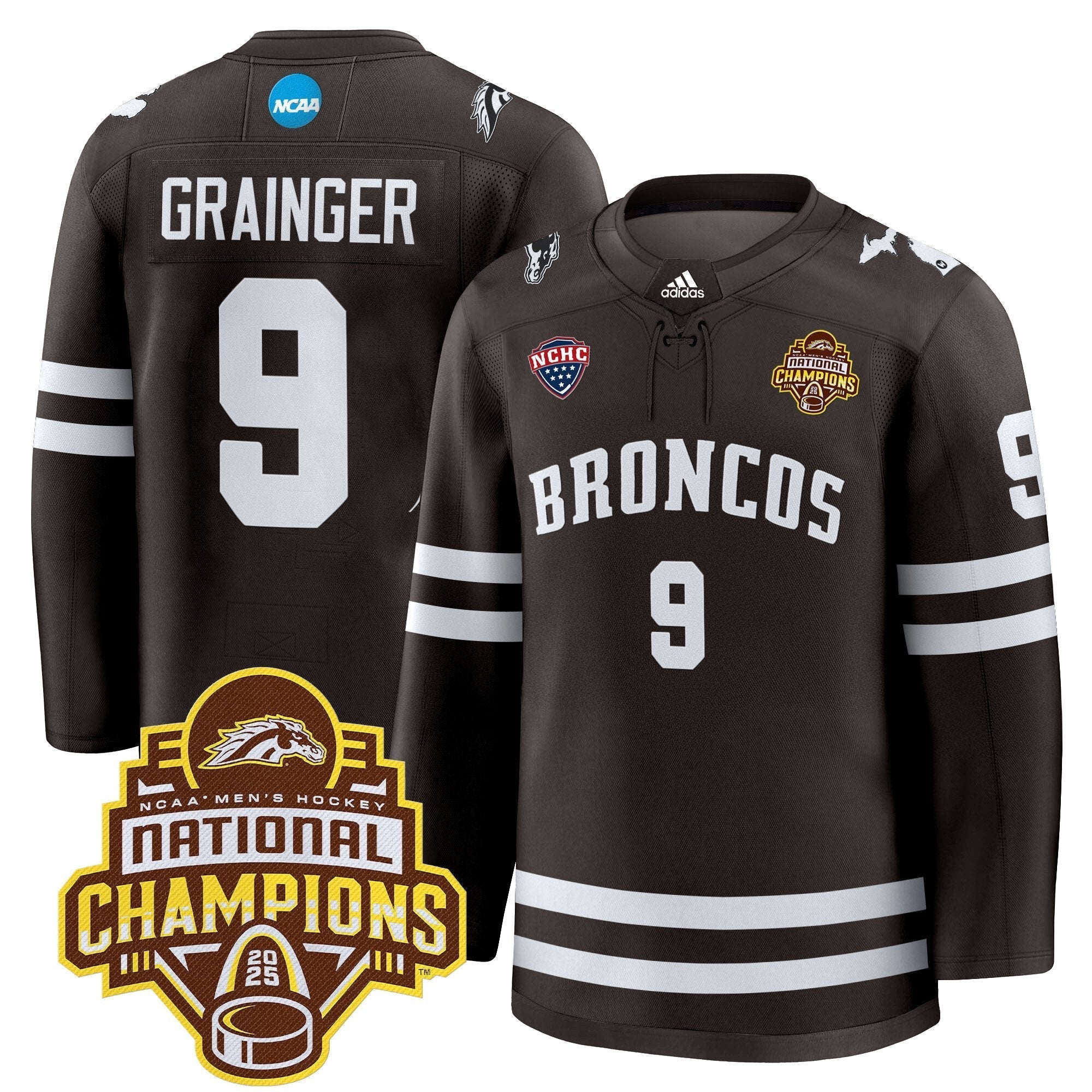 Men Western Michigan Broncos 2025 National Champions Patch Premium Jersey - All Stitched