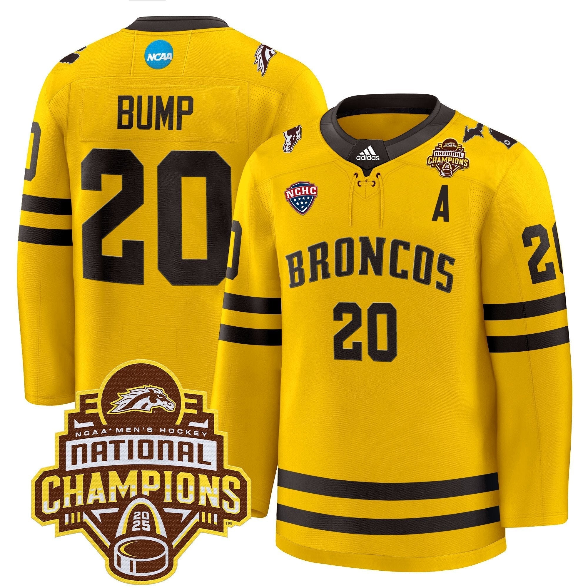Men Western Michigan Broncos 2025 National Champions Patch Premium Jersey - All Stitched