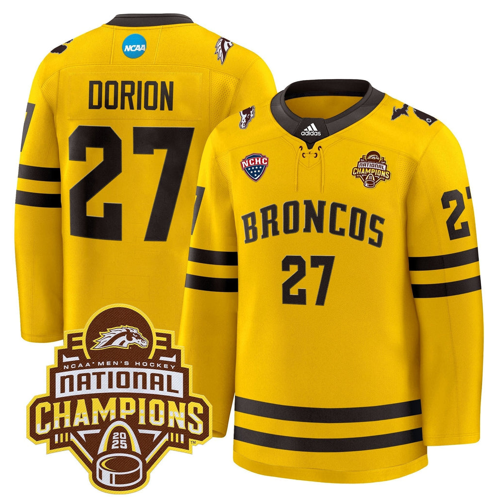 Men Western Michigan Broncos 2025 National Champions Patch Premium Jersey - All Stitched