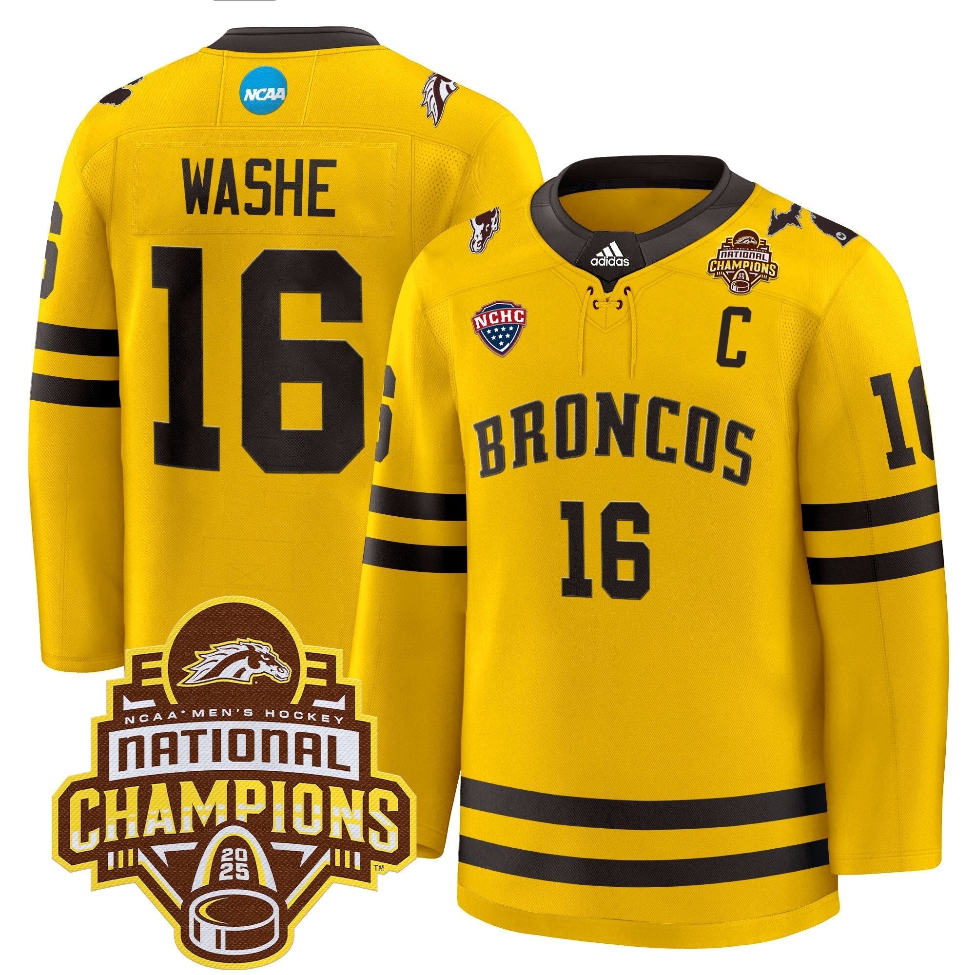 Men Western Michigan Broncos 2025 National Champions Patch Premium Jersey - All Stitched