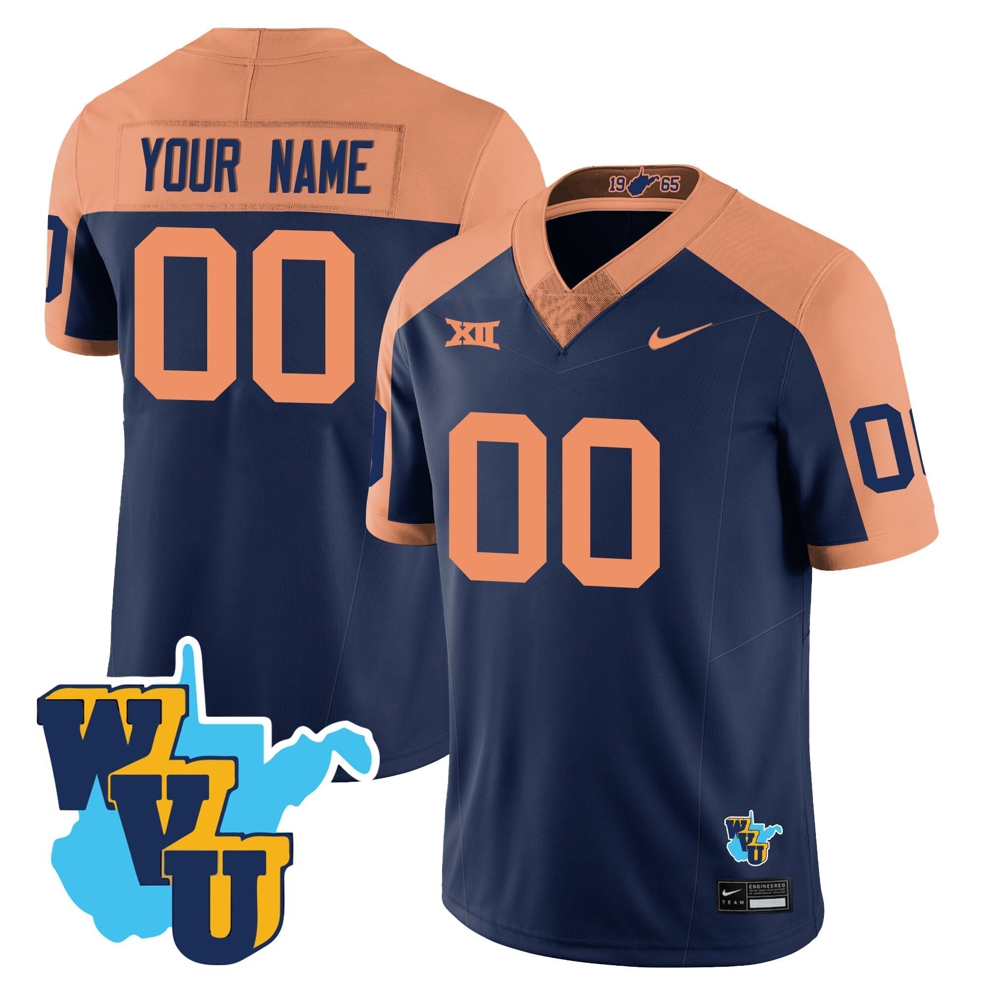 Custom West Virginia Mountaineers 1965-2025 Throwback Jersey - All Stitched