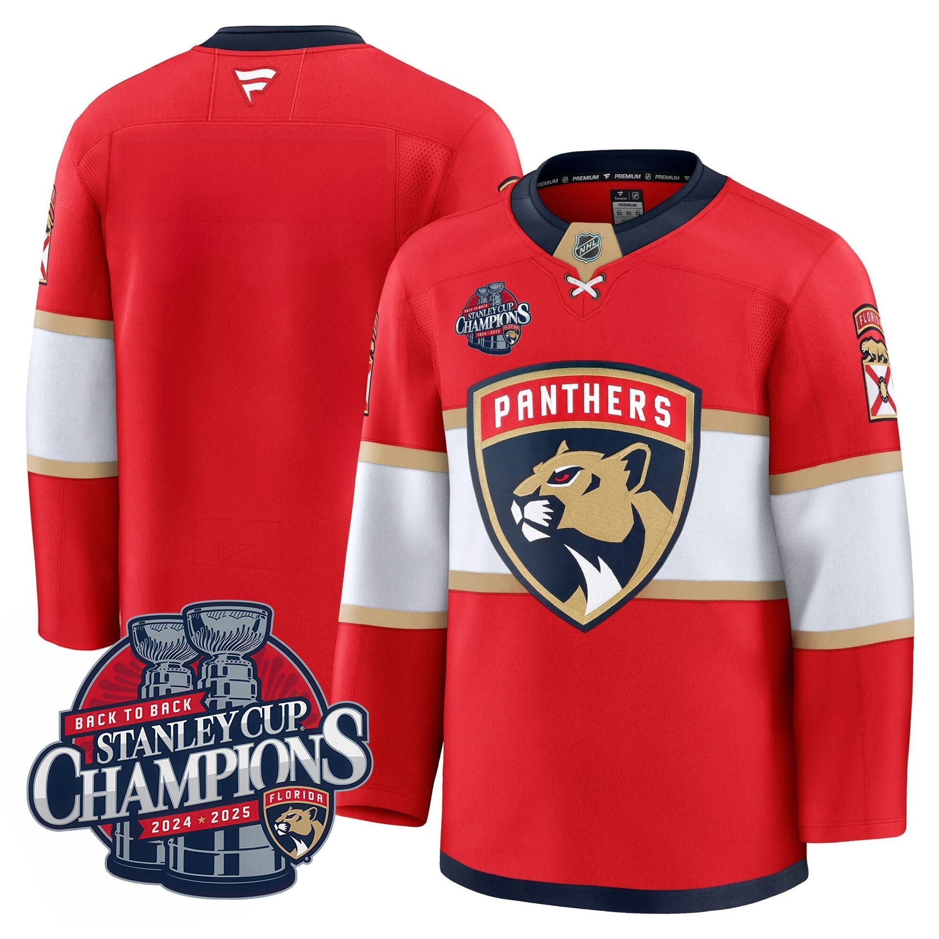 Florida Panthers 2025 Stanley Cup B2B Champions Jersey N1 - All Stitched