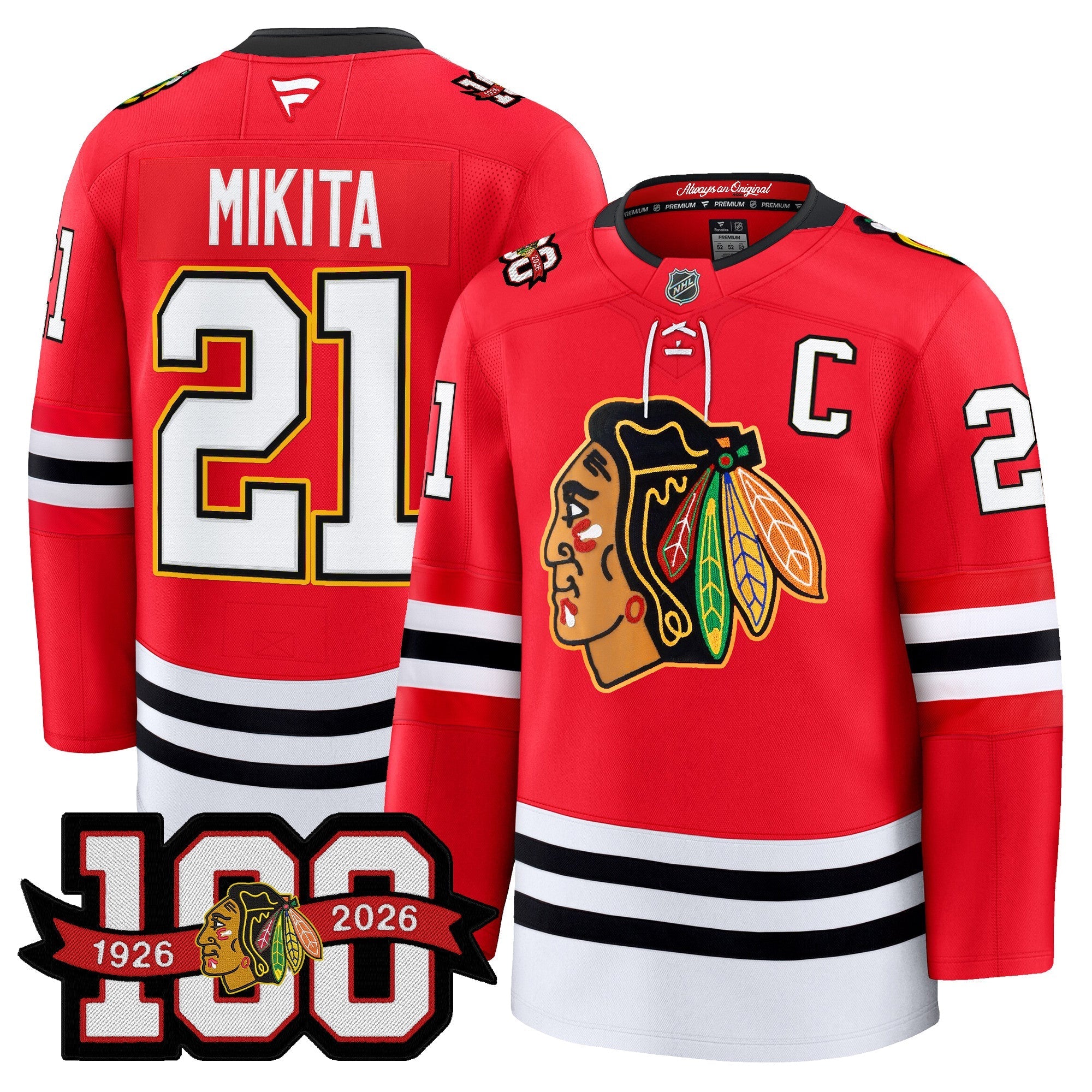 Chicago Blackhawks 100th Anniversary Premium Jersey - All Stitched