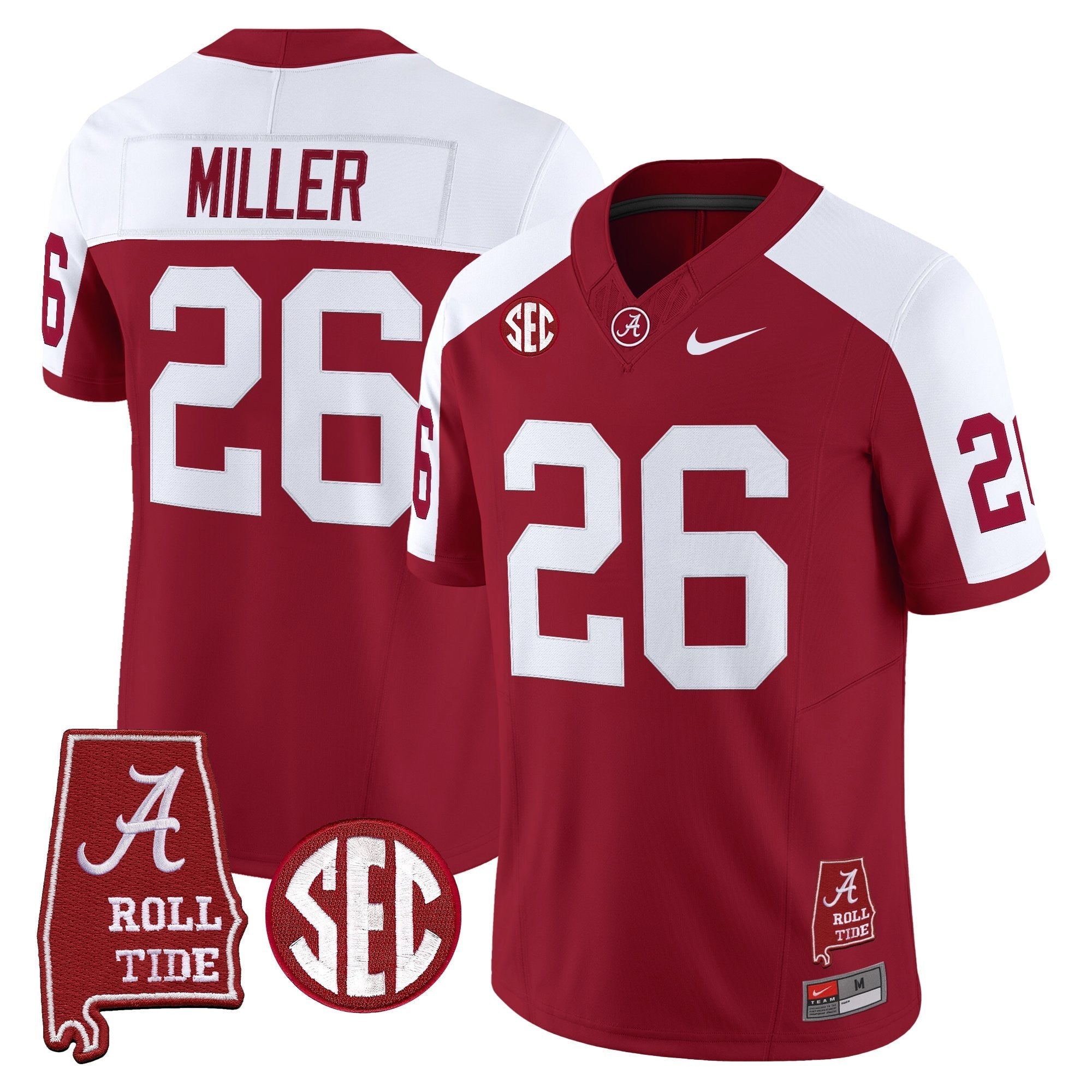 Alabama Crimson Tide Throwback Vapor Limited Jersey - Alabama Map - All Stitched