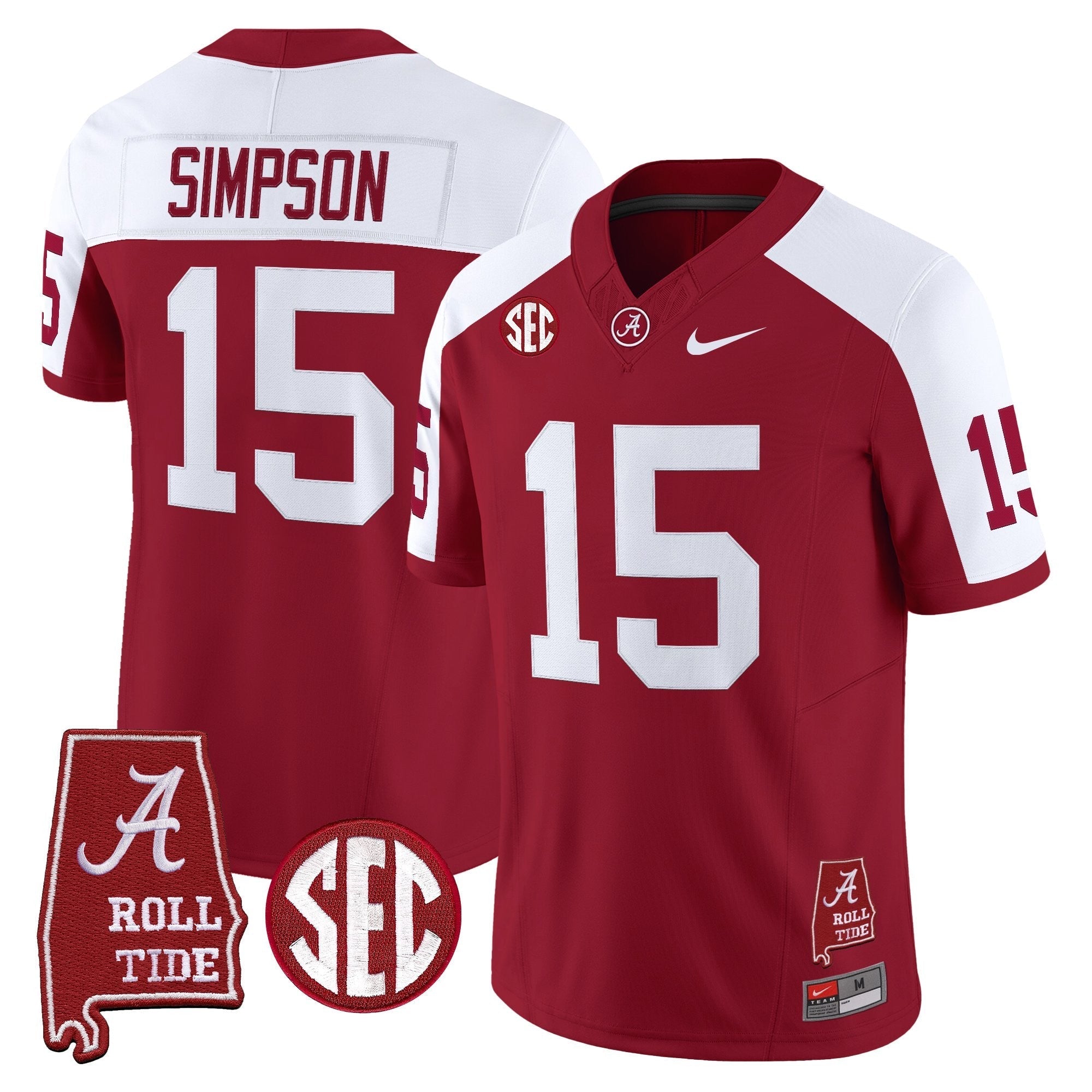 Alabama Crimson Tide Throwback Vapor Limited Jersey - Alabama Map - All Stitched