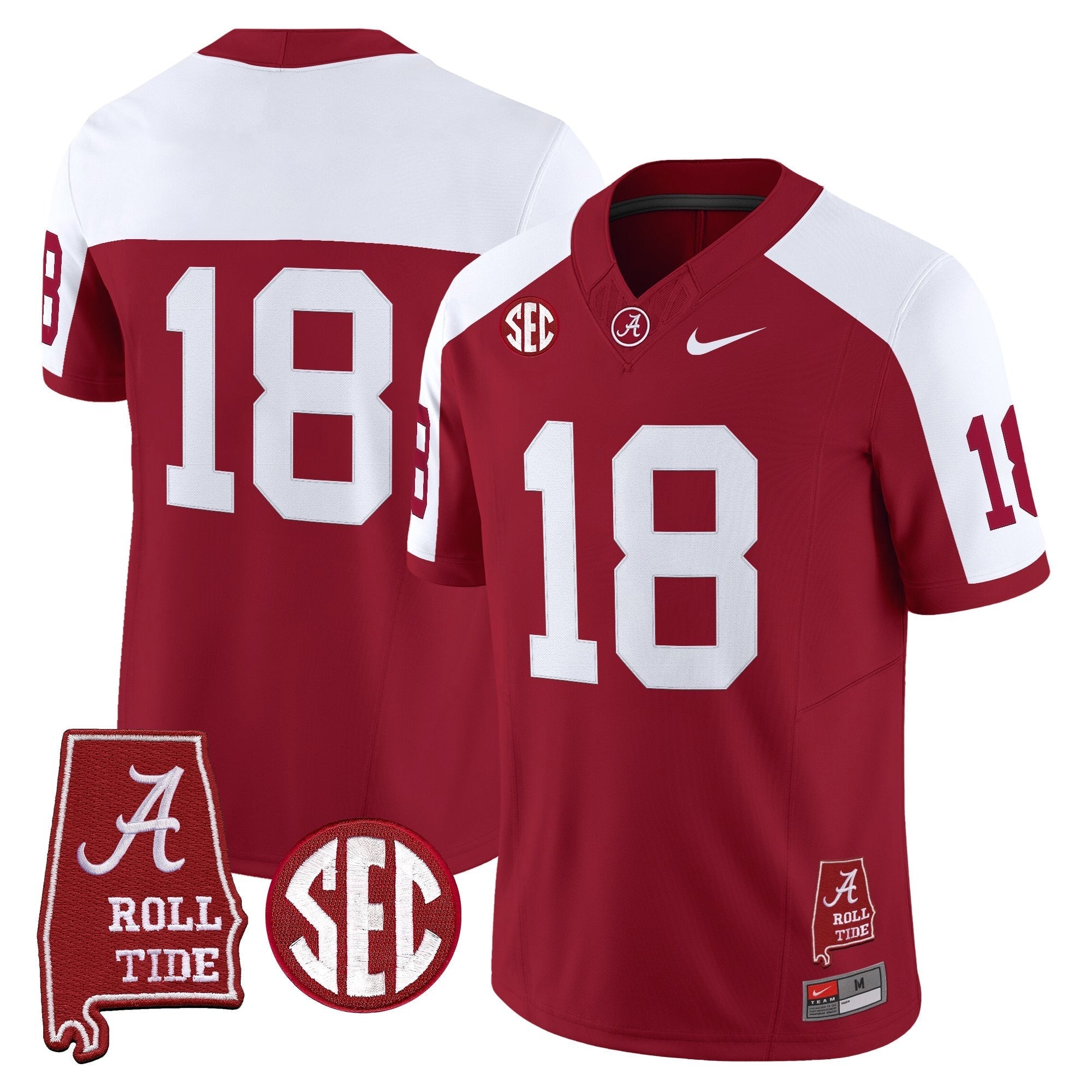 Alabama Crimson Tide Throwback Vapor Limited Jersey - Alabama Map - All Stitched