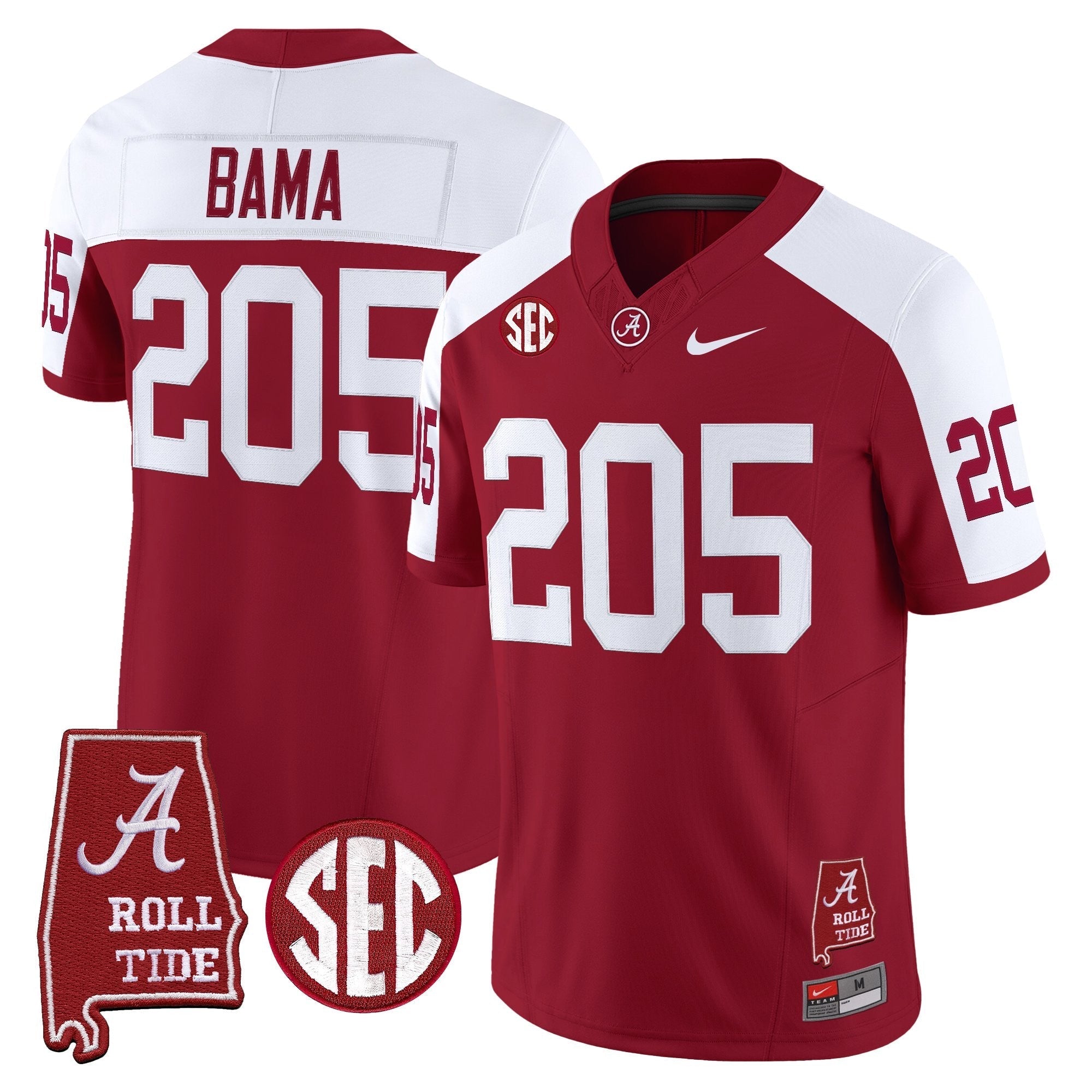 Alabama Crimson Tide Throwback Vapor Limited Jersey - Alabama Map - All Stitched