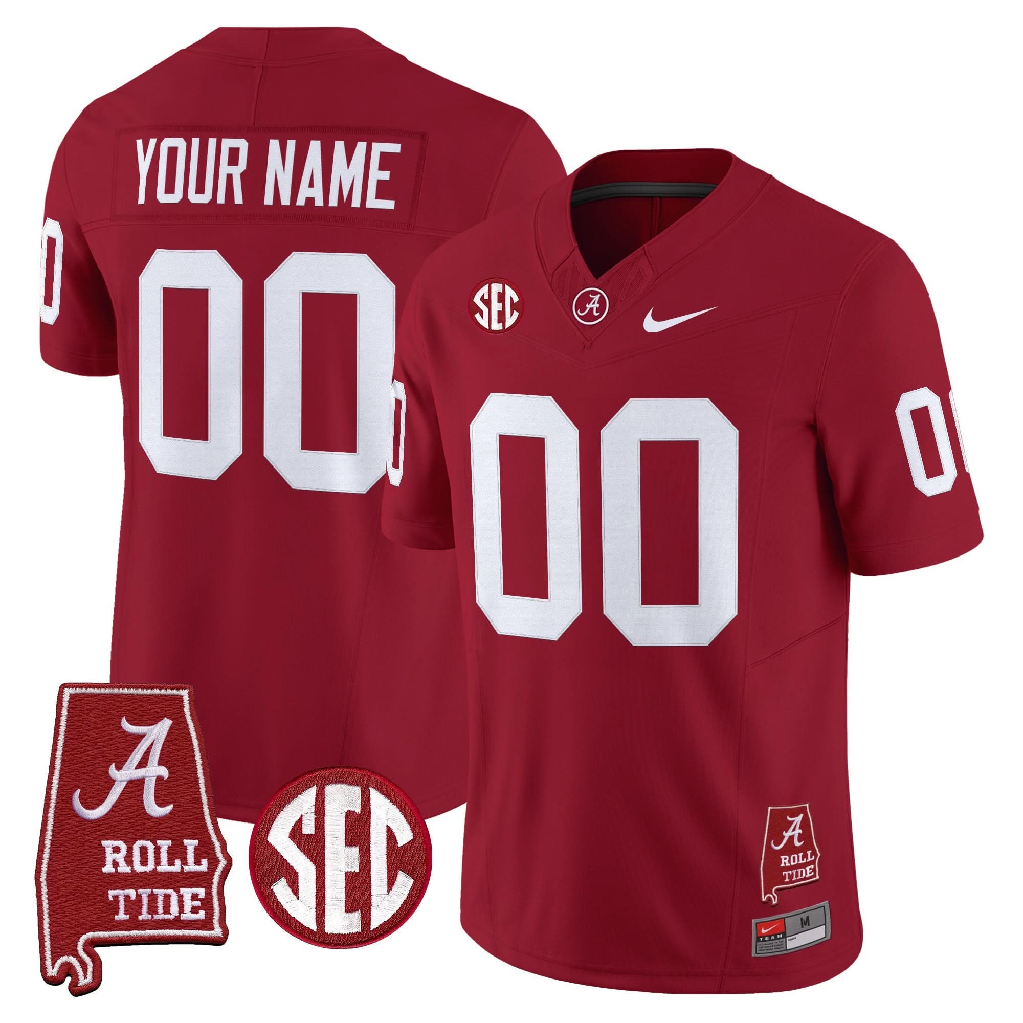 Custom Alabama Crimson Tide Jersey Throwback Vapor Limited - Alabama Map - All Stitched