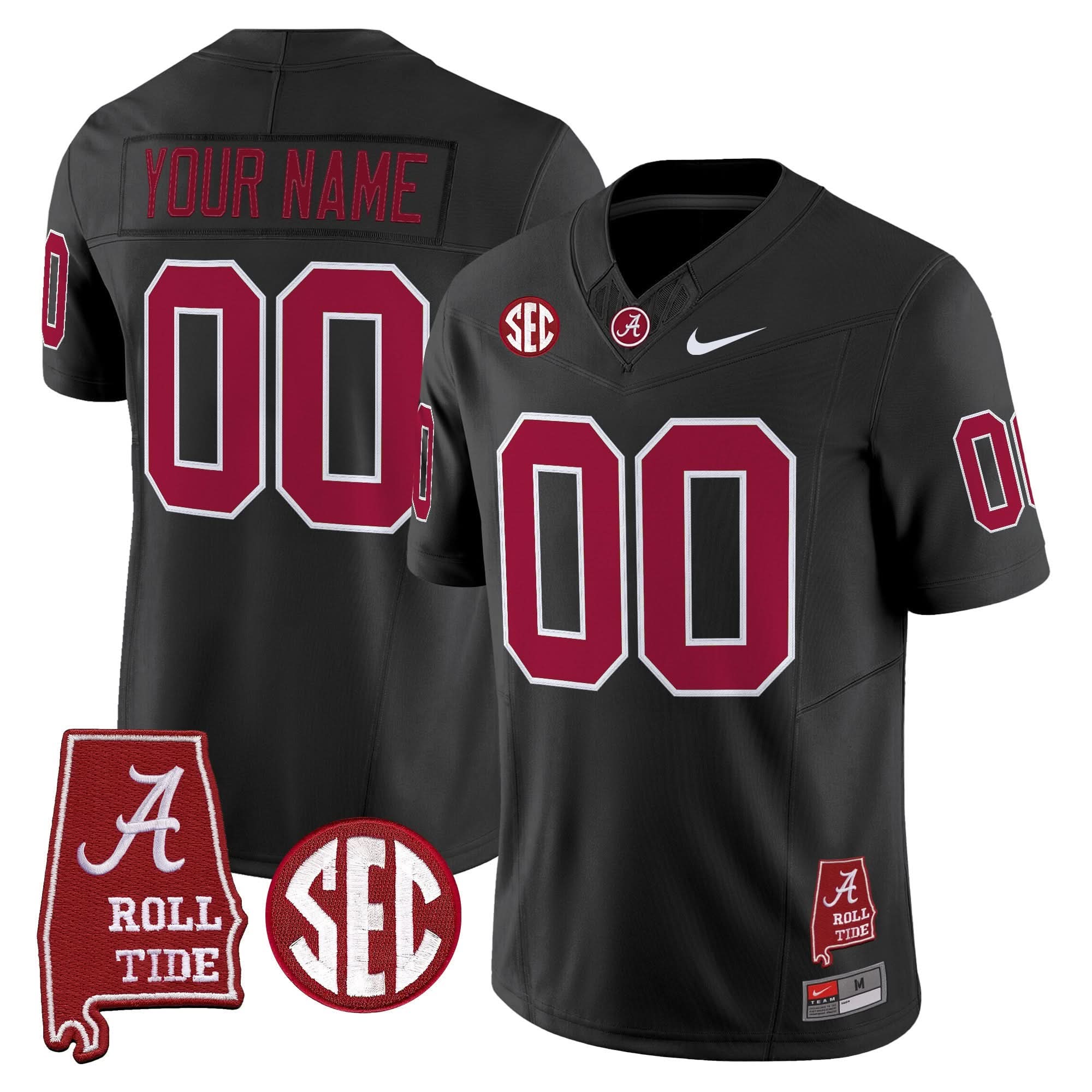 Custom Alabama Crimson Tide Jersey Throwback Vapor Limited - Alabama Map - All Stitched
