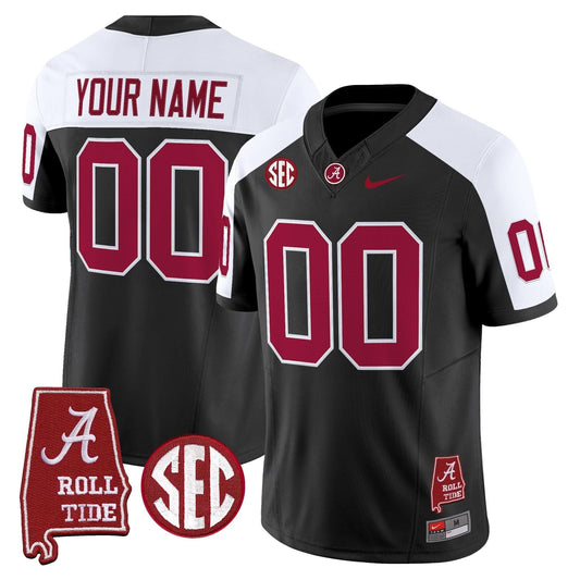 Custom Alabama Crimson Tide Jersey Throwback Vapor Limited - Alabama Map - All Stitched