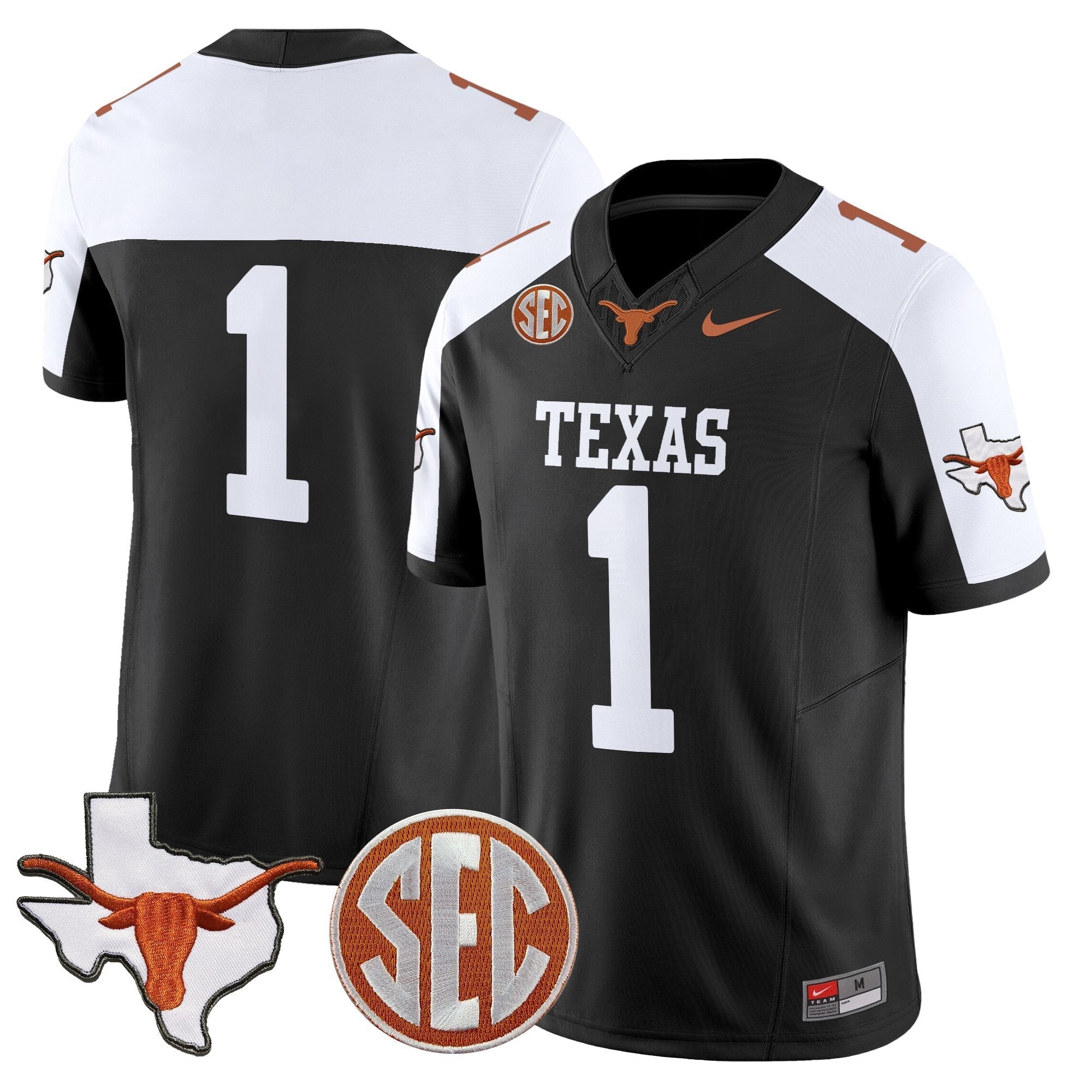 Texas Longhorns 2025 State Map & SEC Patch Vapor Limited Jersey - All Stitched