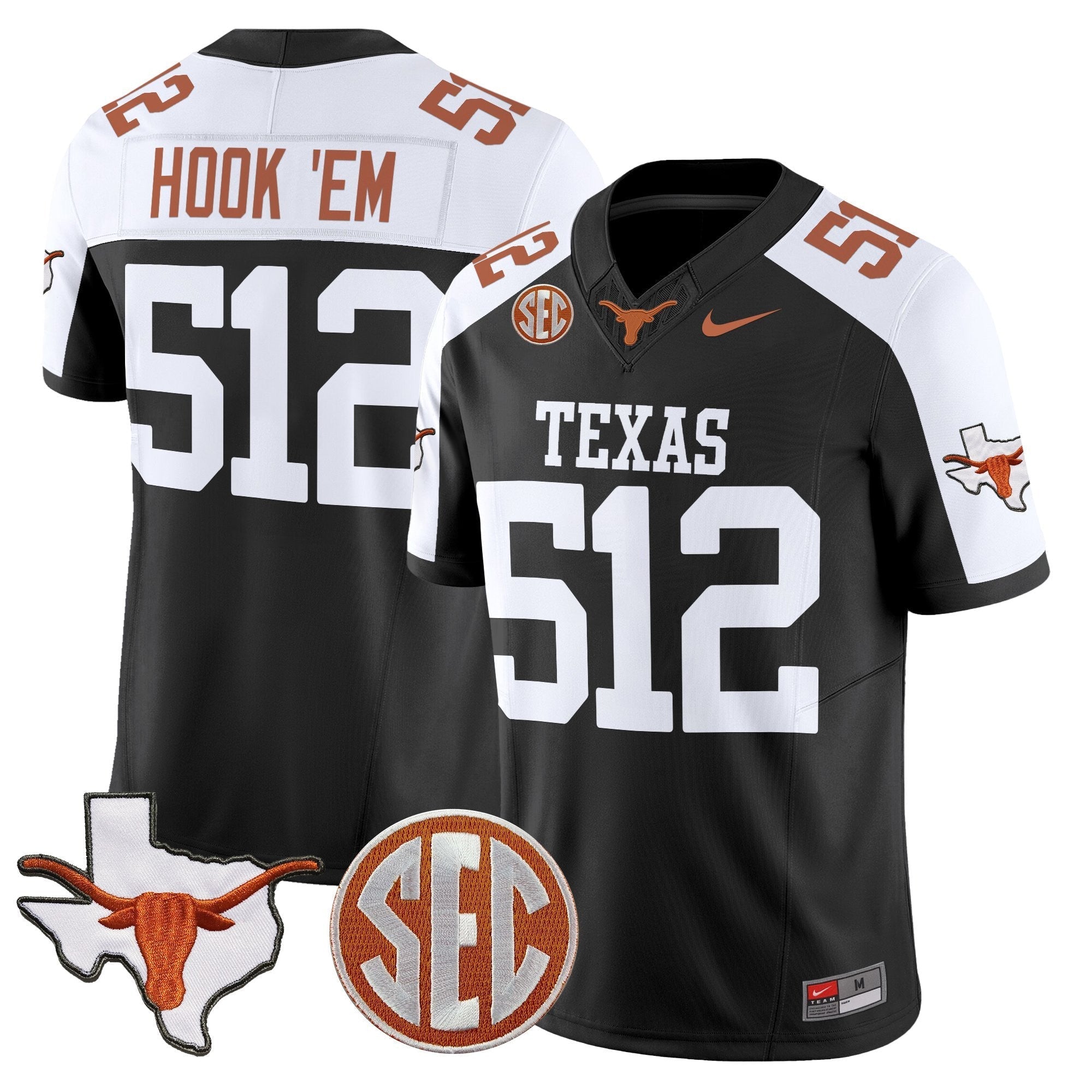 Texas Longhorns 2025 State Map & SEC Patch Vapor Limited Jersey - All Stitched