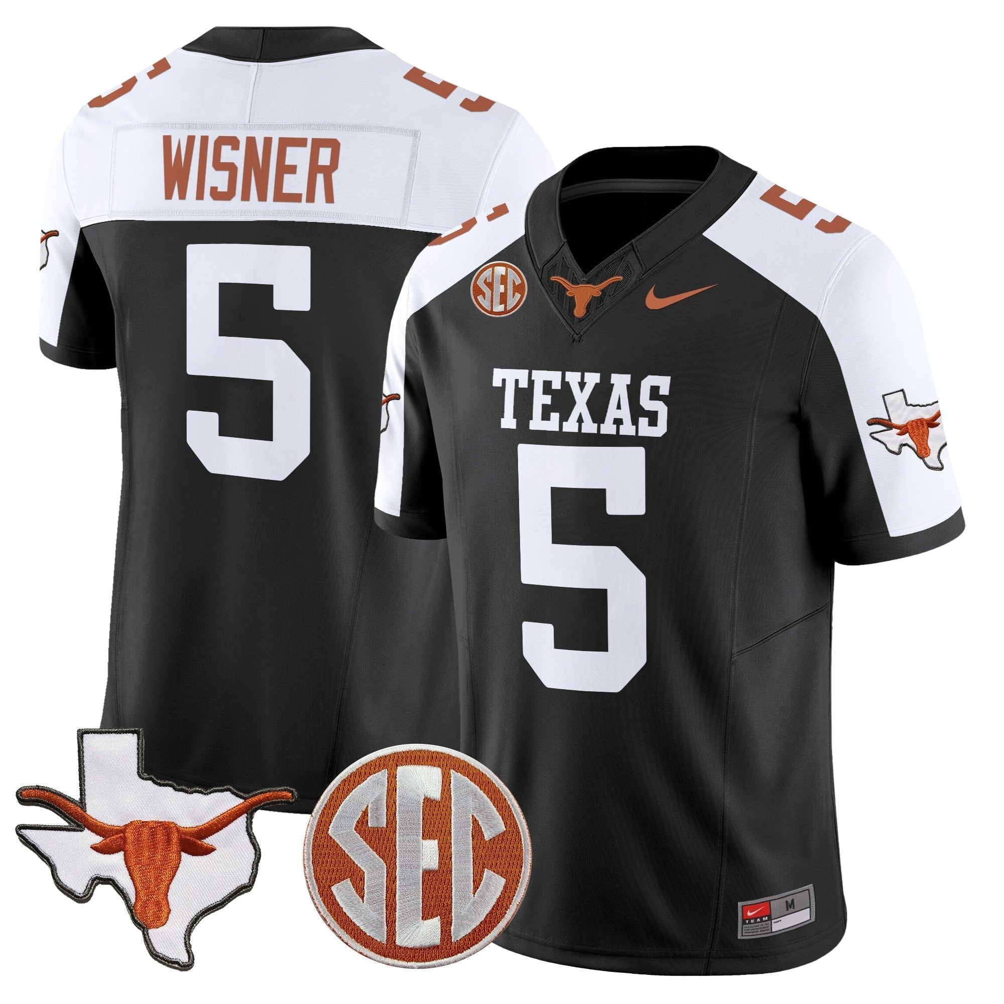 Texas Longhorns 2025 State Map & SEC Patch Vapor Limited Jersey - All Stitched