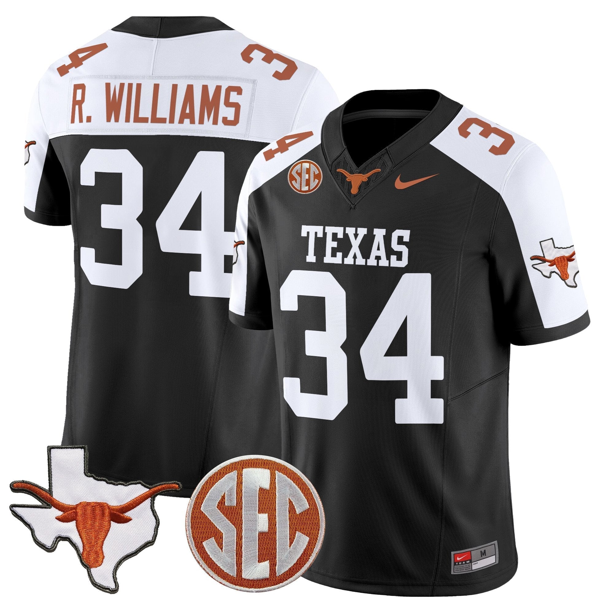 Texas Longhorns 2025 State Map & SEC Patch Vapor Limited Jersey - All Stitched