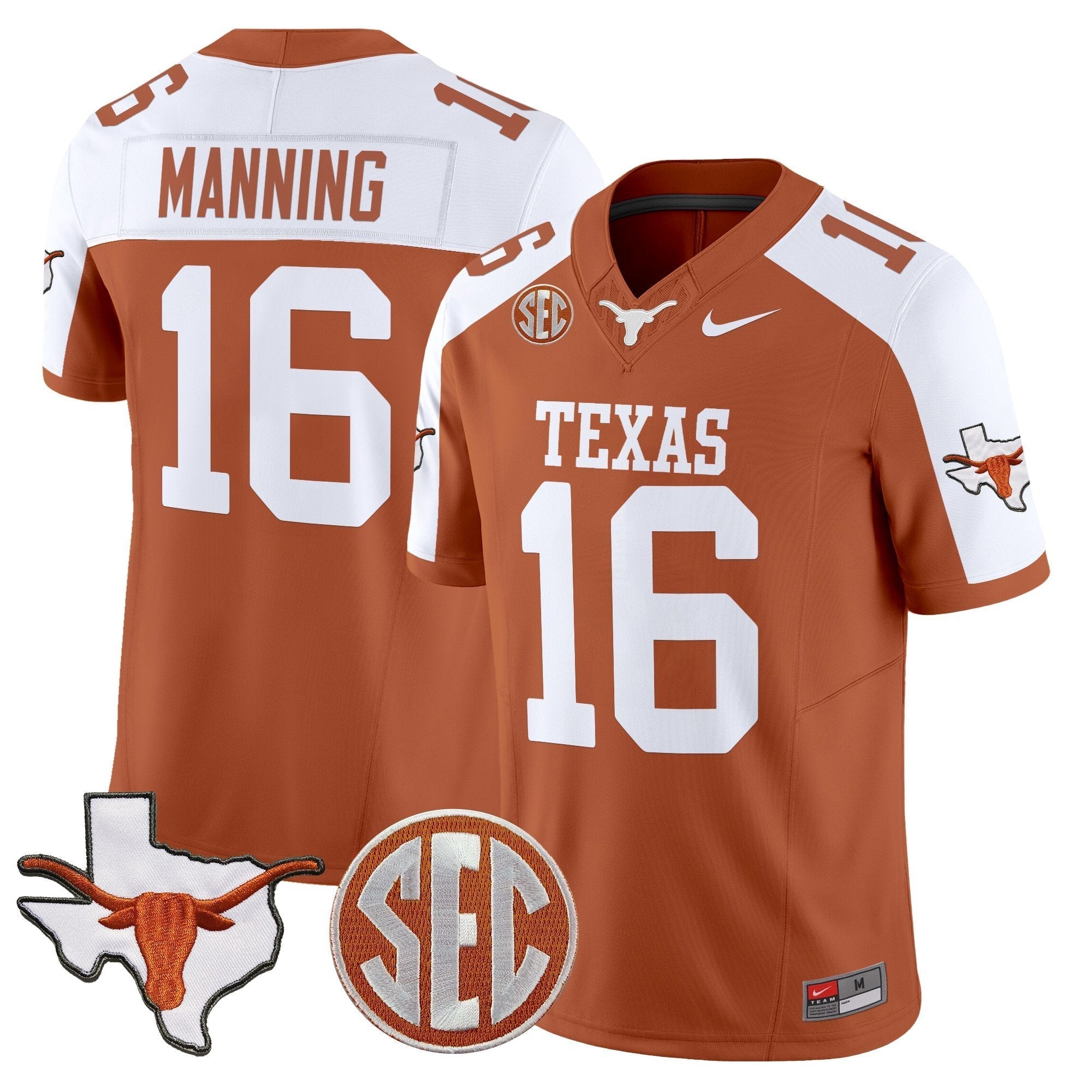 Texas Longhorns 2025 State Map & SEC Patch Vapor Limited Jersey - All Stitched