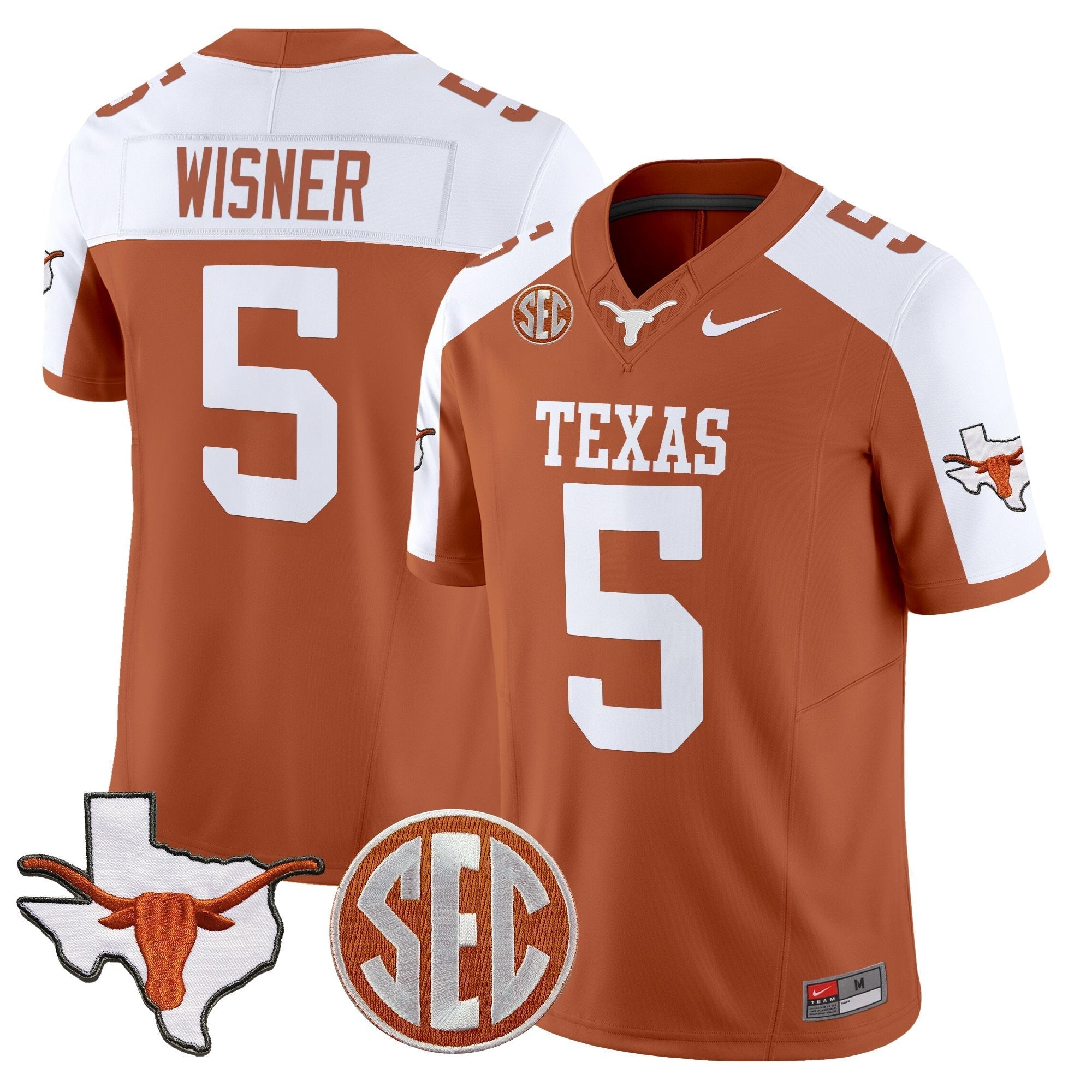 Texas Longhorns 2025 State Map & SEC Patch Vapor Limited Jersey - All Stitched