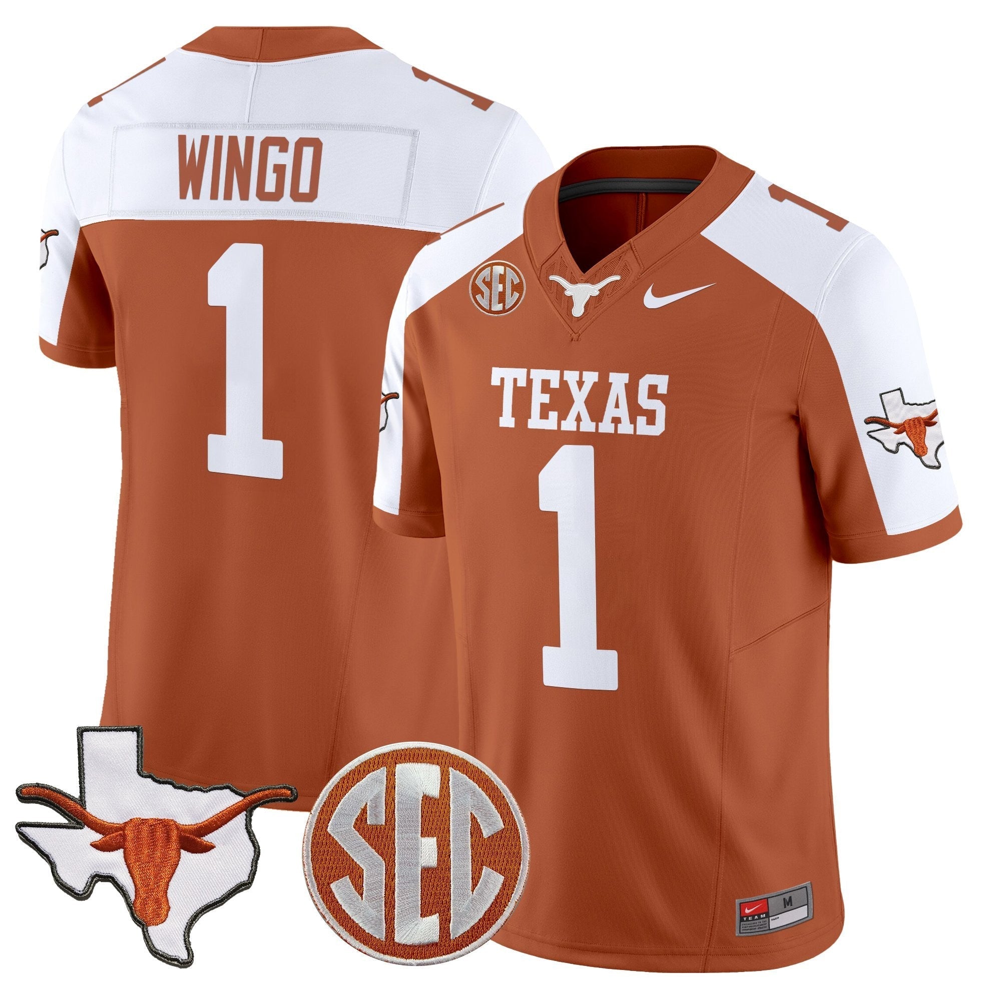 Texas Longhorns 2025 State Map & SEC Patch Vapor Limited Jersey - All Stitched