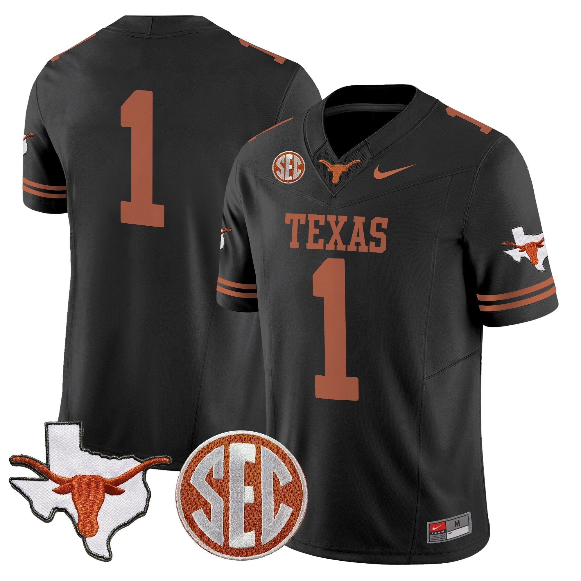 Texas Longhorns 2025 State Map & SEC Patch Vapor Limited Jersey - All Stitched
