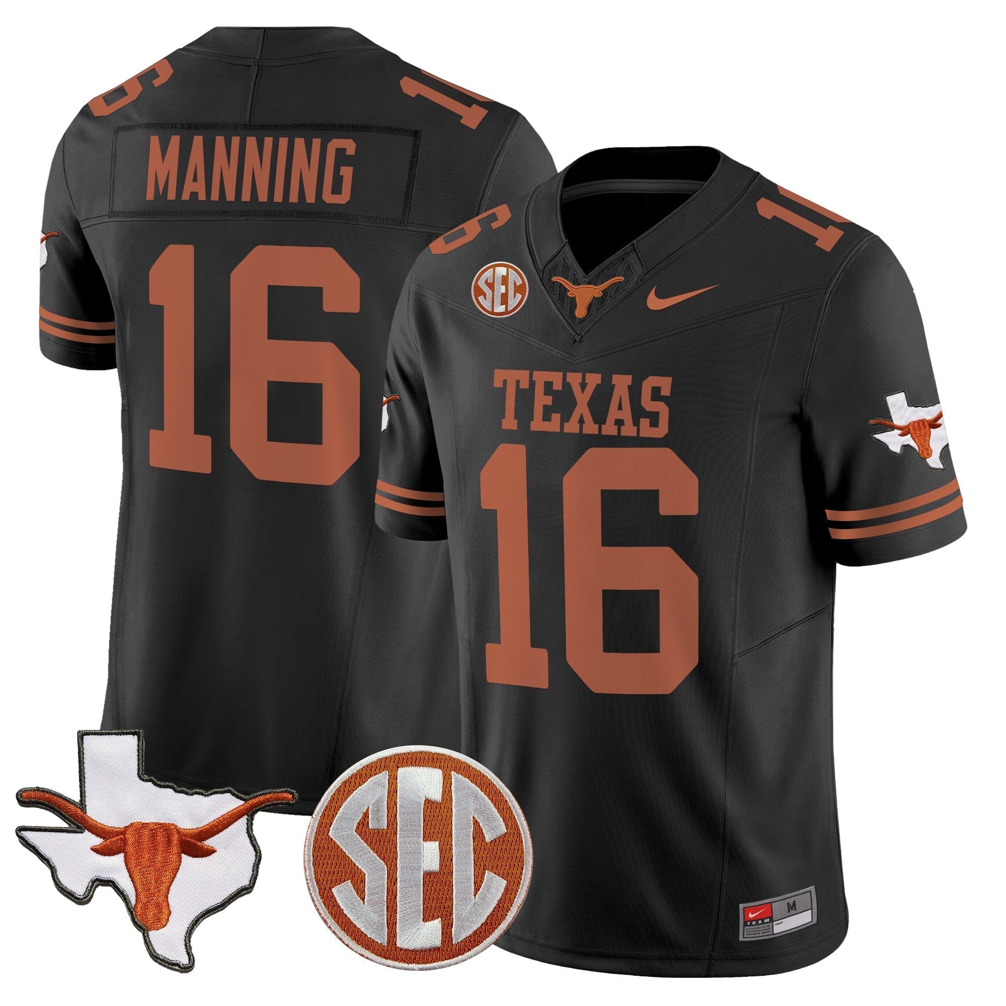 Texas Longhorns 2025 State Map & SEC Patch Vapor Limited Jersey - All Stitched