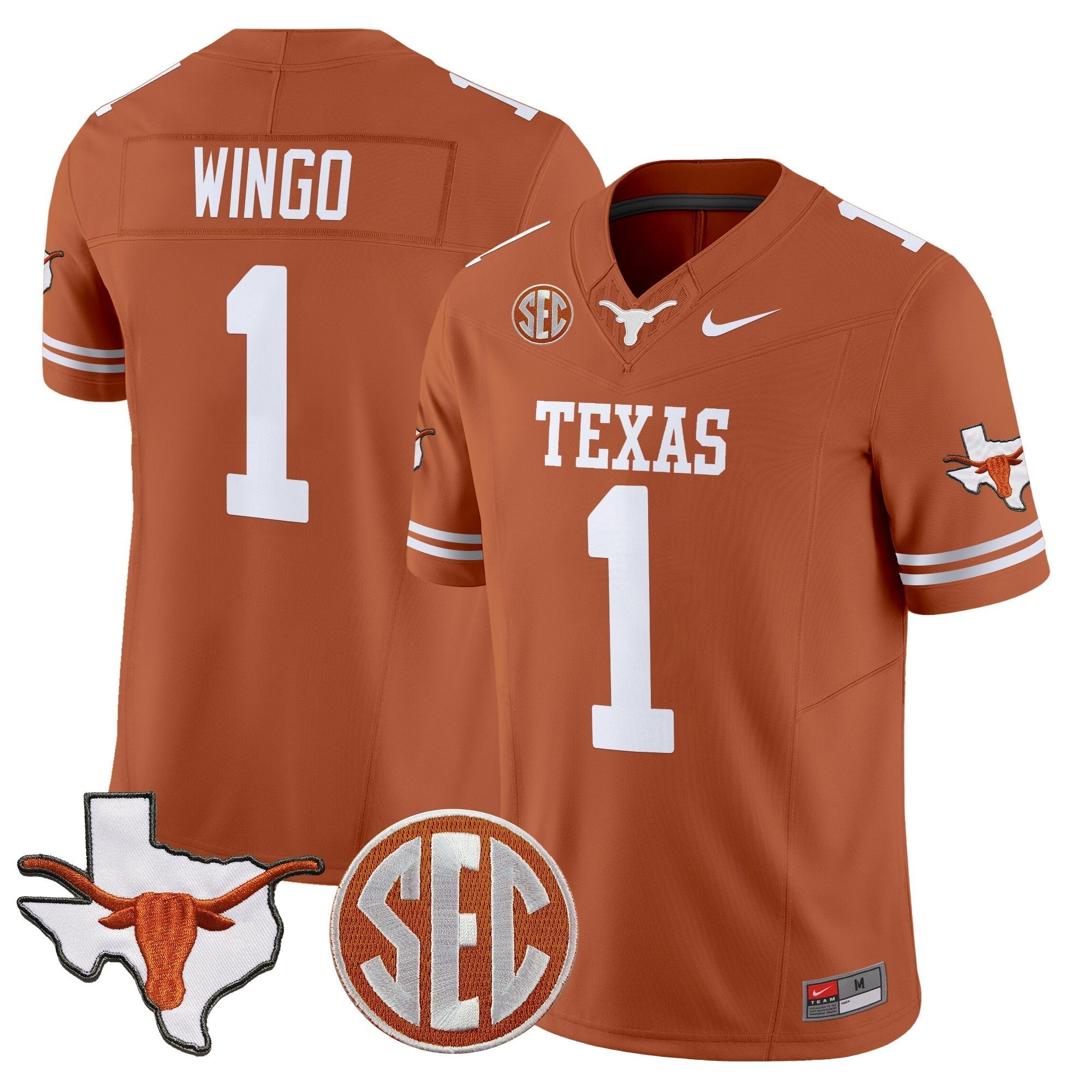Texas Longhorns 2025 State Map & SEC Patch Vapor Limited Jersey - All Stitched